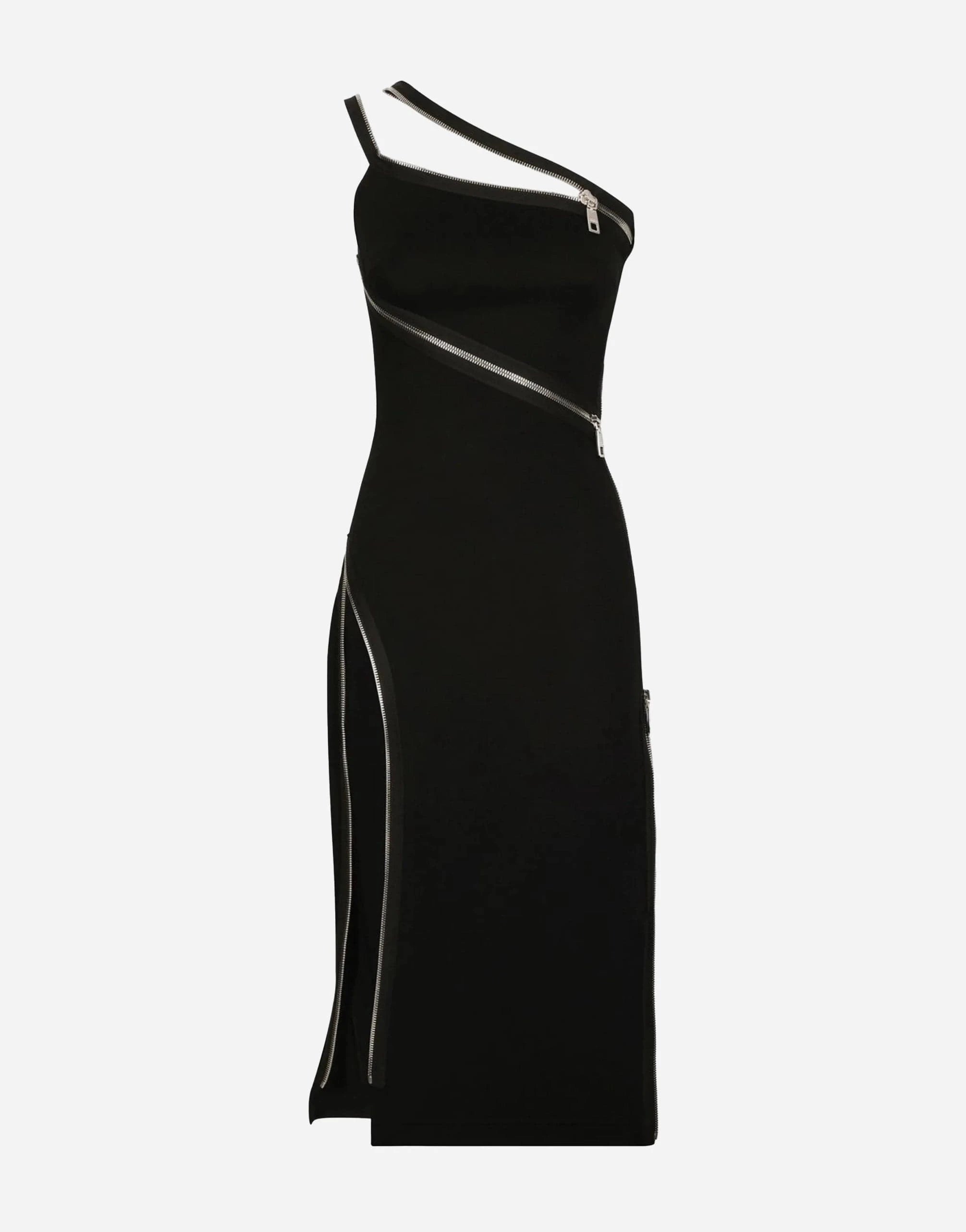 Dolce & Gabbana Asymmetric Zip-Detail Midi Dress