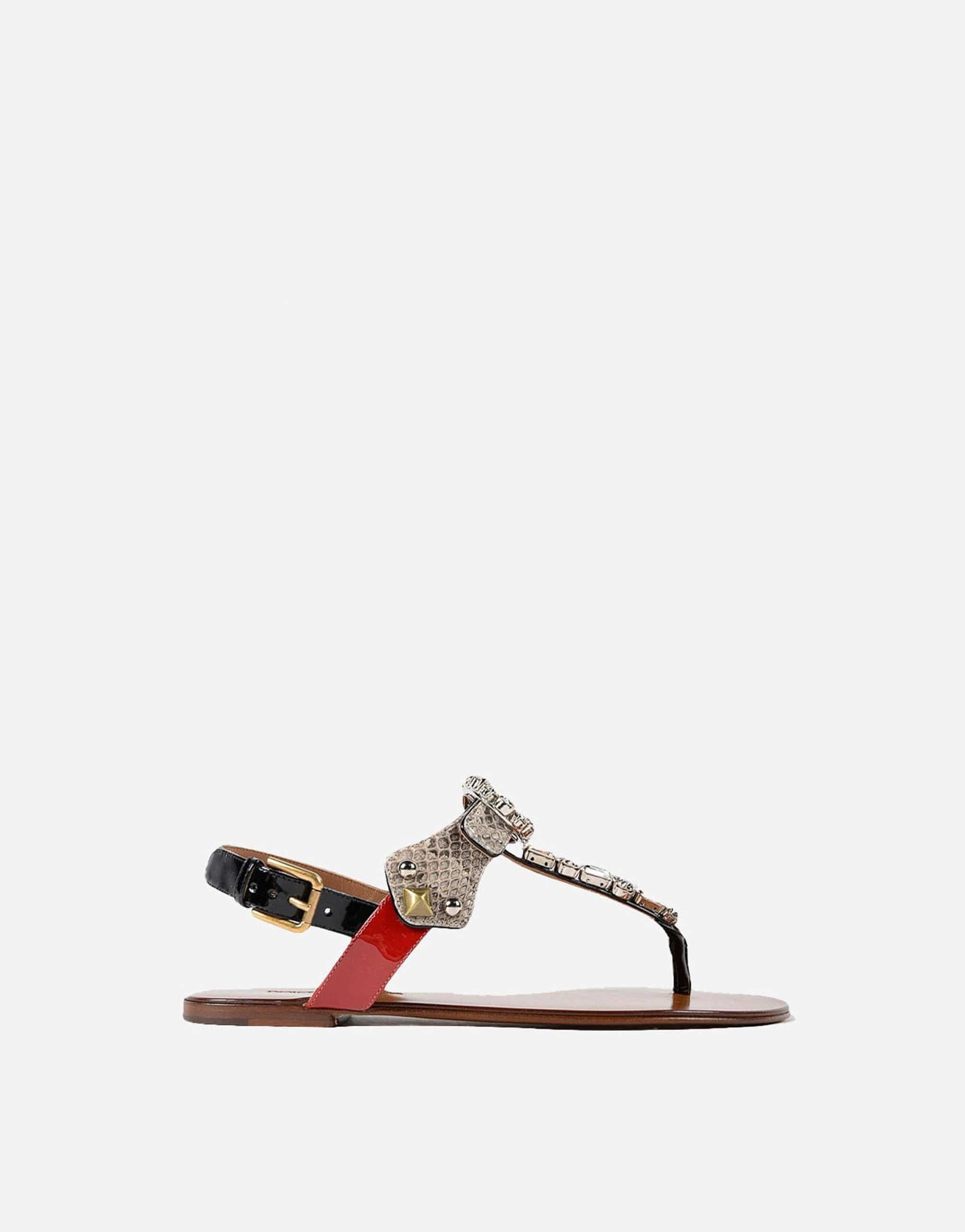 Dolce & Gabbana Ayers and Patent Jewel Sandals | Sendegaro US