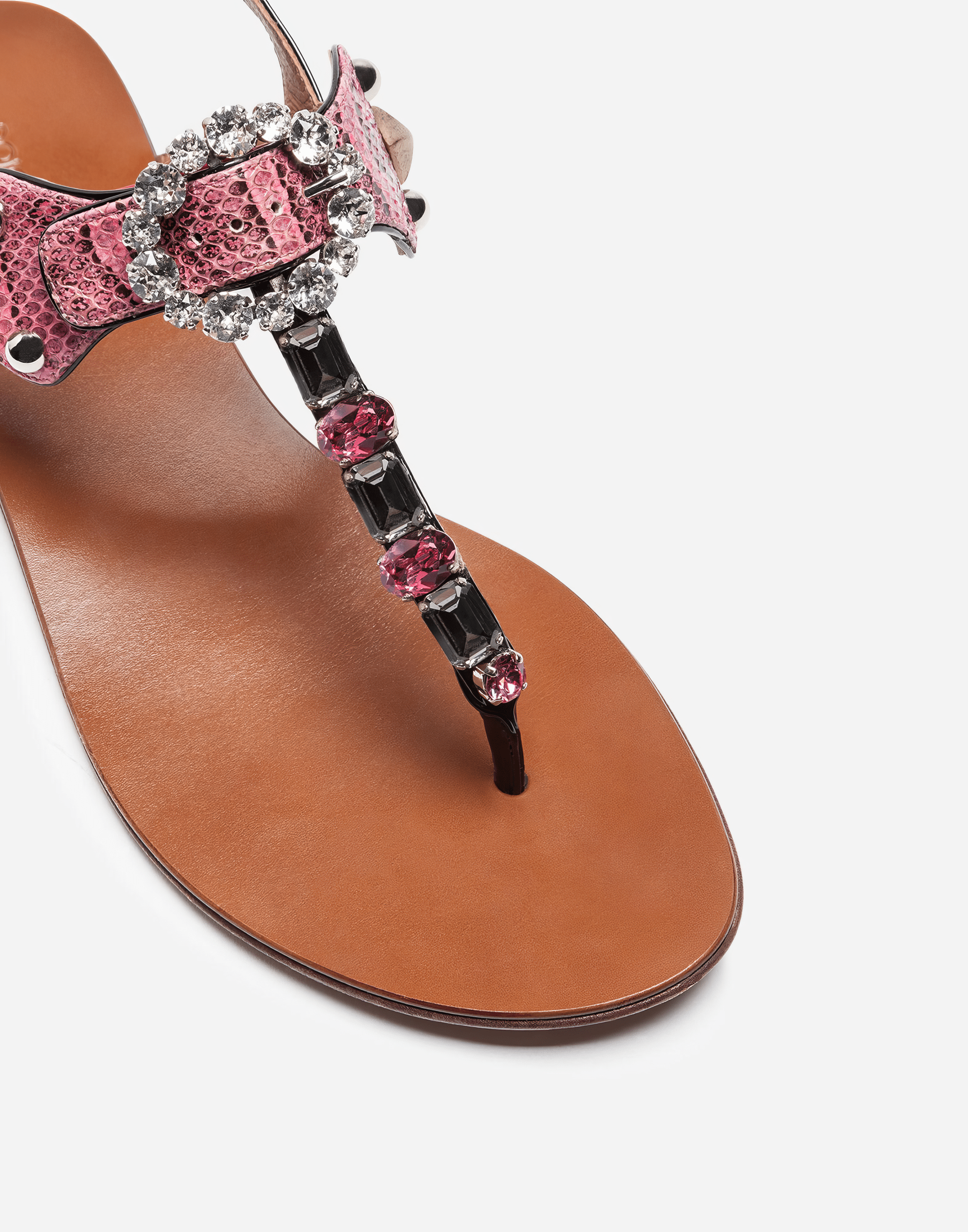 Dolce & Gabbana Ayers Snakeskin Thong Sandals