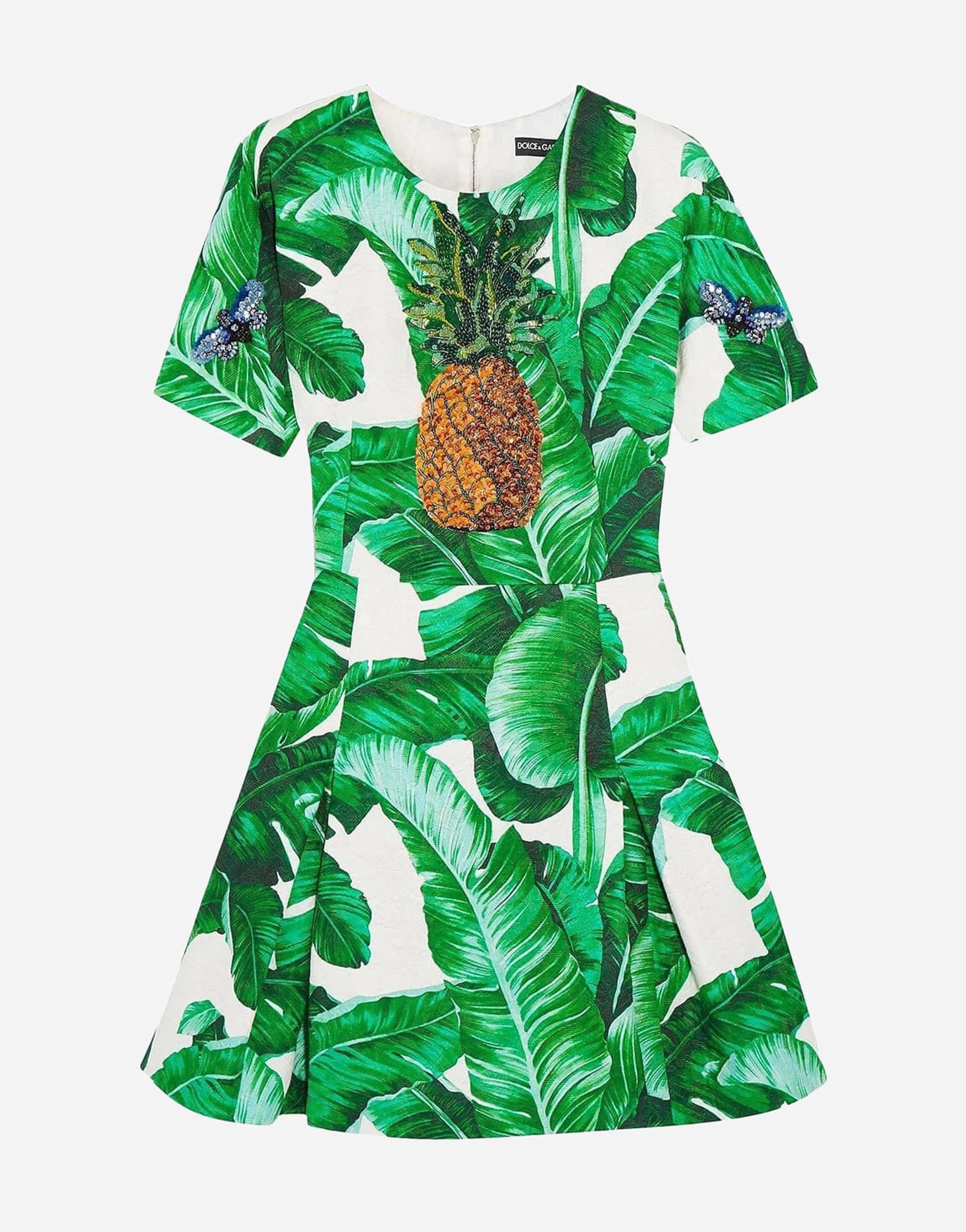 Dolce & Gabbana Banana Leaf Pineapple Embellished Dress