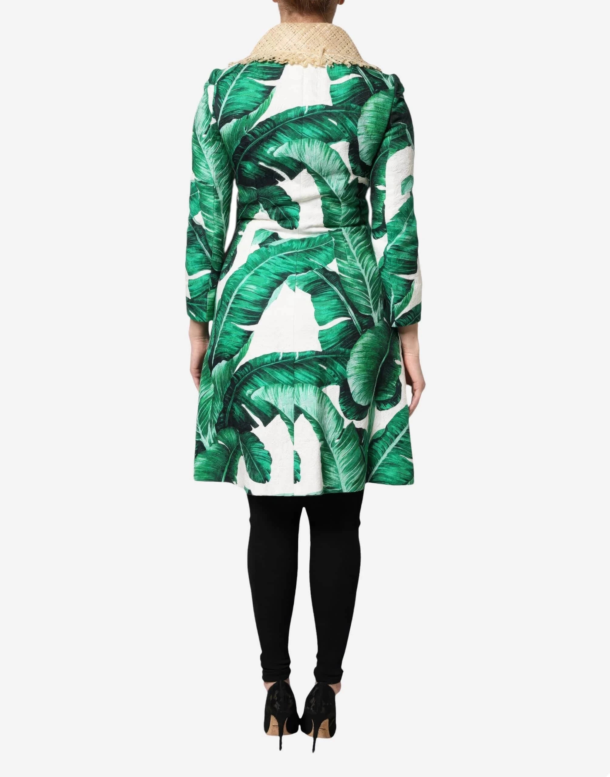 Dolce & Gabbana Banana Leaf Print Brocade Coat