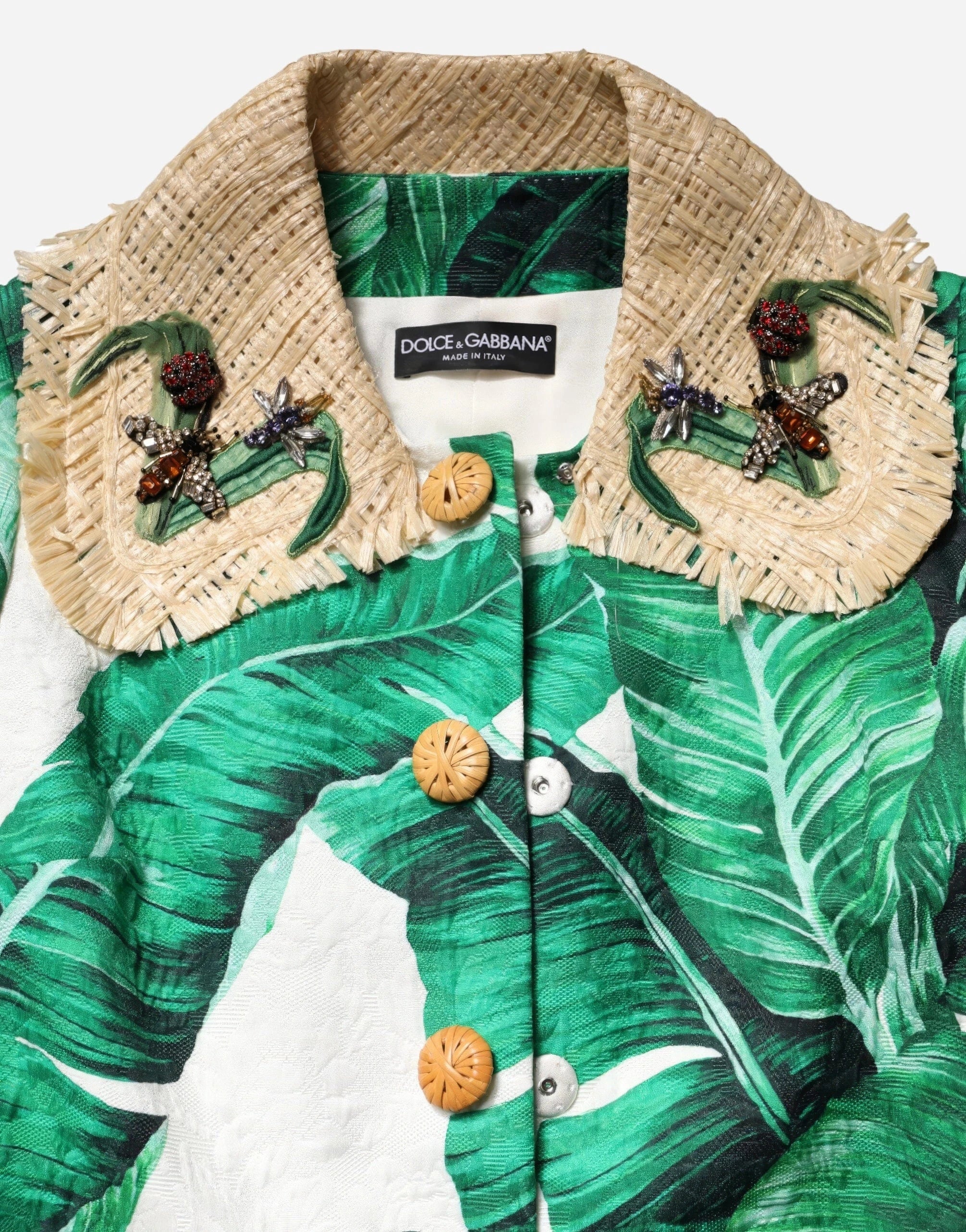 Dolce & Gabbana Banana Leaf Print Brocade Coat