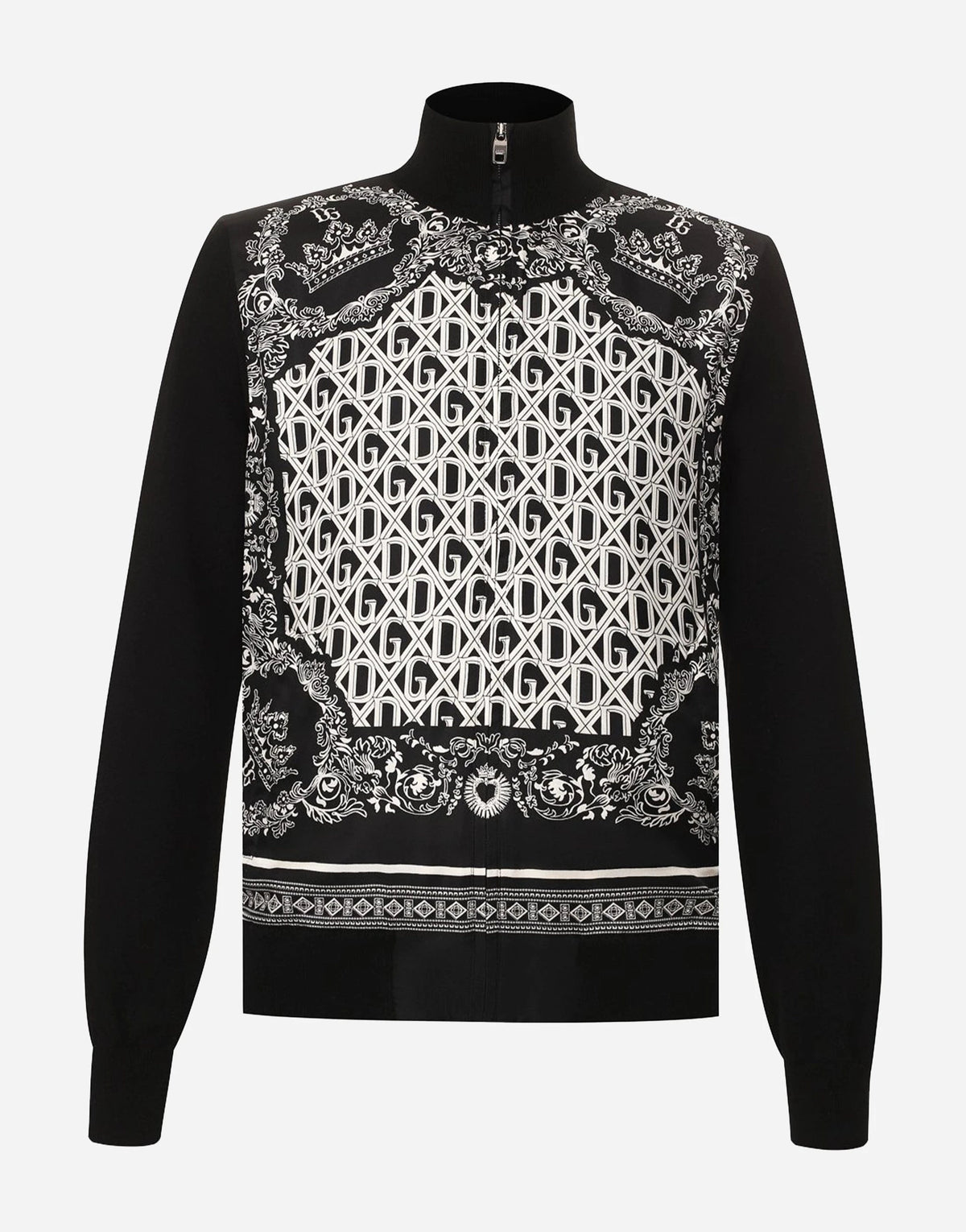 Dolce & Gabbana Bandana-Print Cashmere Zip-Up Sweater | Sendegaro UK
