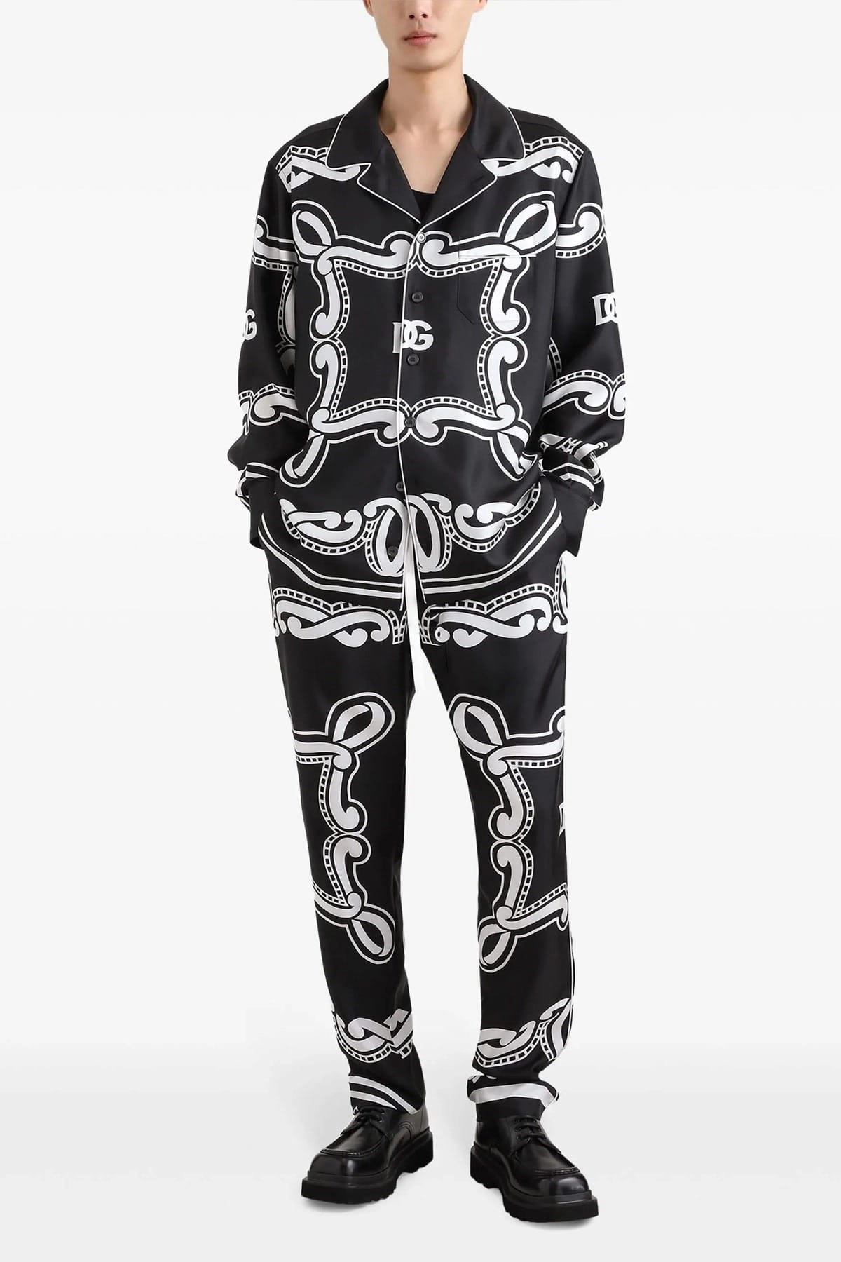 Dolce & Gabbana Bandana-Print Silk Pajama Pants - alternate view