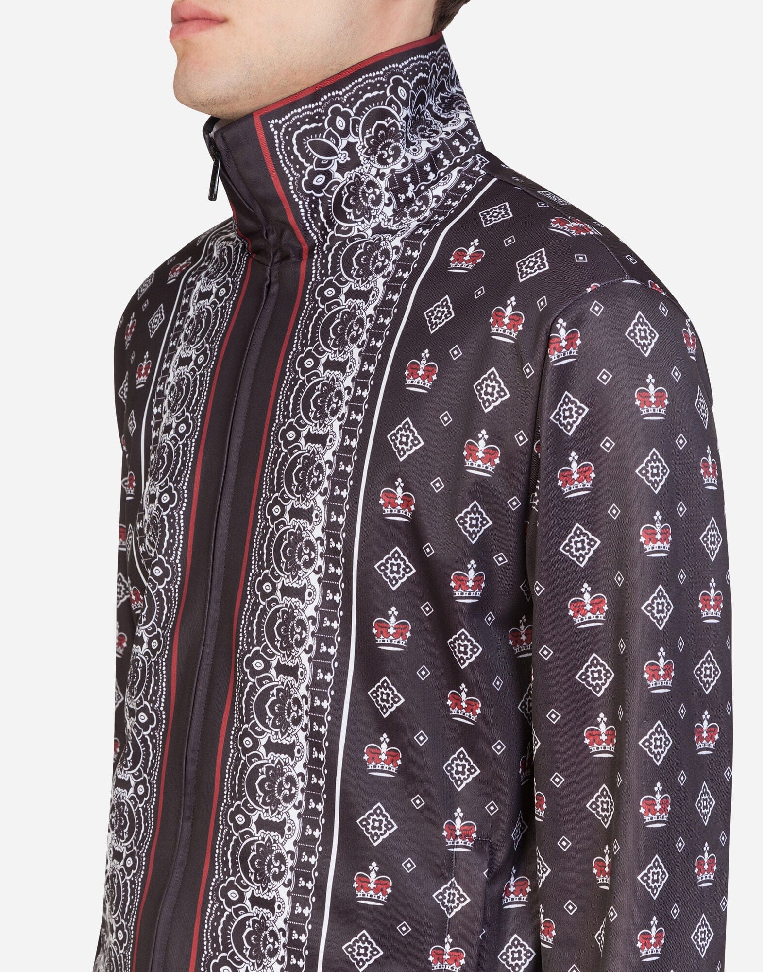 Dolce & Gabbana Bandana-Print Zip-Up Sweater