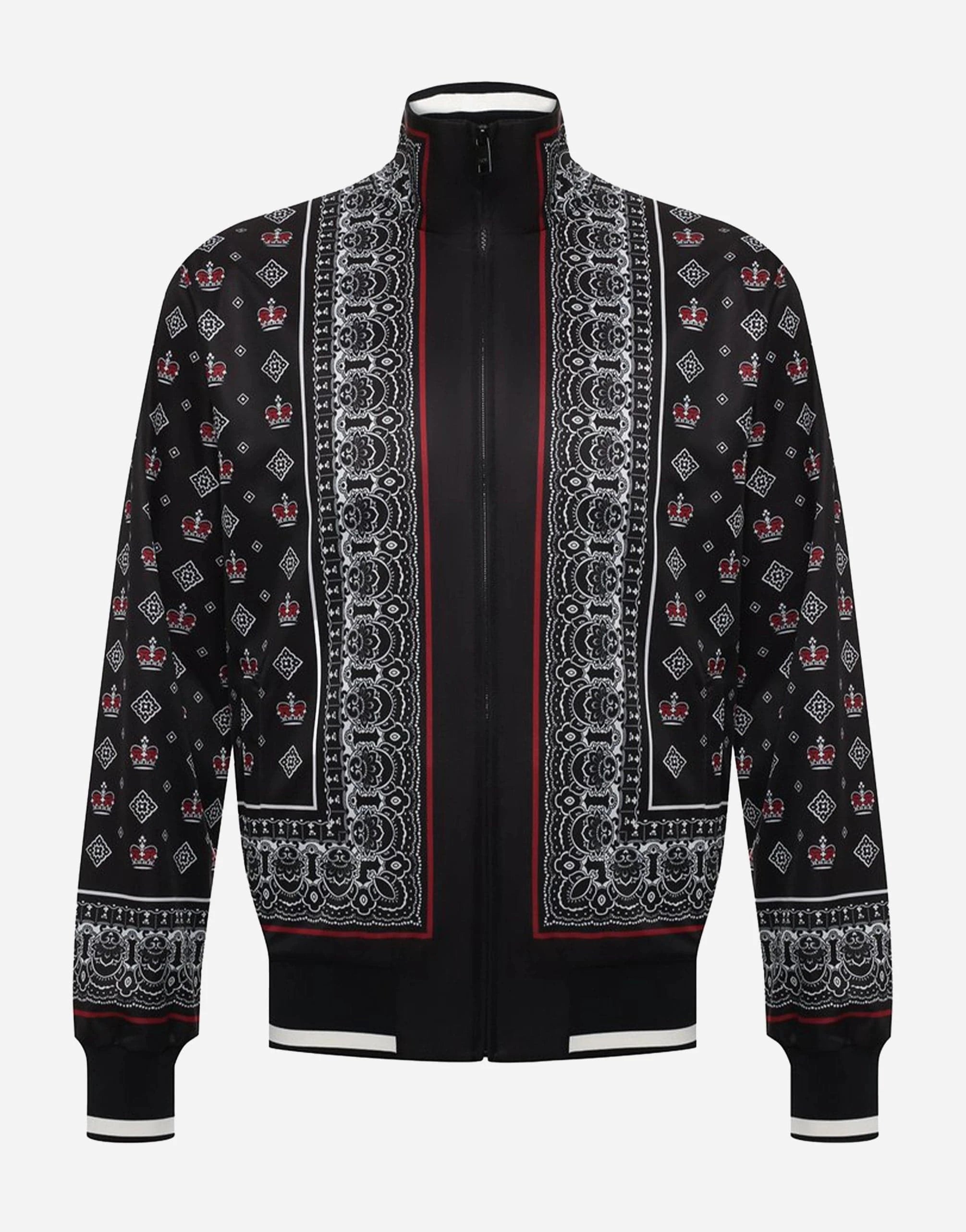 Dolce & Gabbana Bandana-Print Zip-Up Sweater
