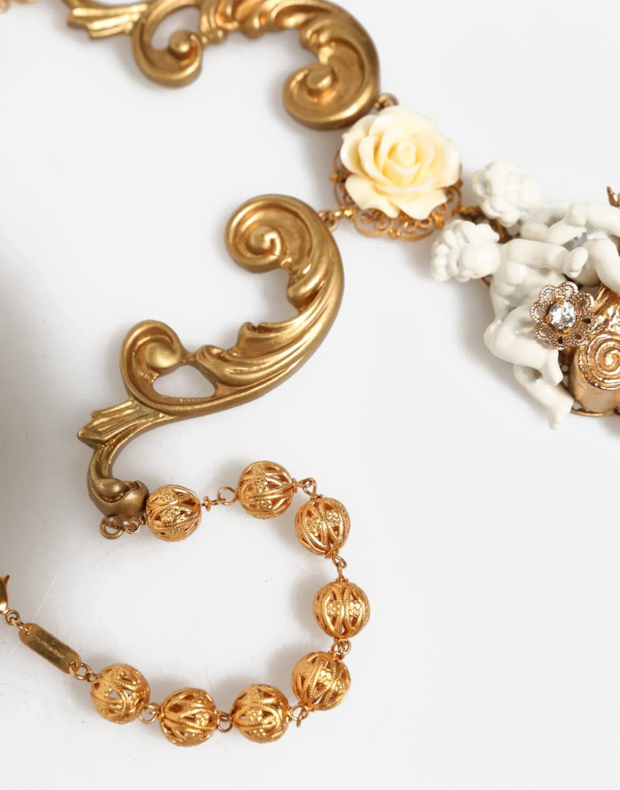 Dolce & Gabbana Baroque Cherubim Rose Cameo Necklace