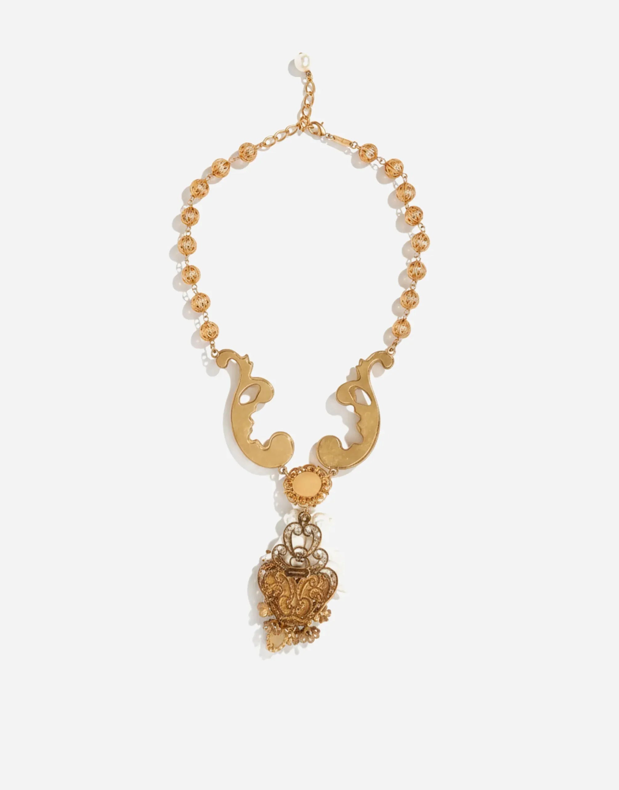 Dolce & Gabbana Baroque Cherubim Rose Cameo Necklace