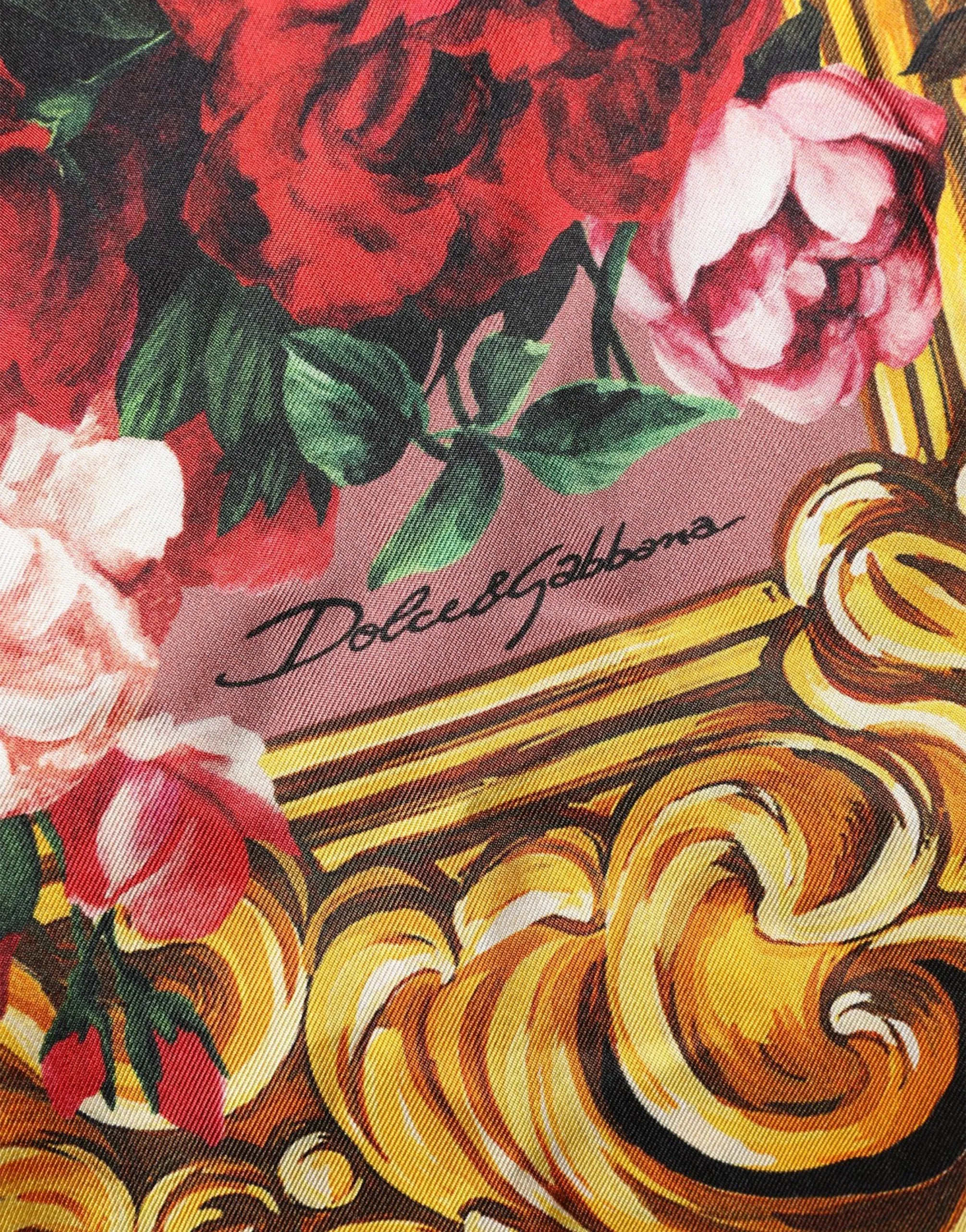 Dolce & Gabbana Baroque Floral Print Silk Shirt with Piping Detail