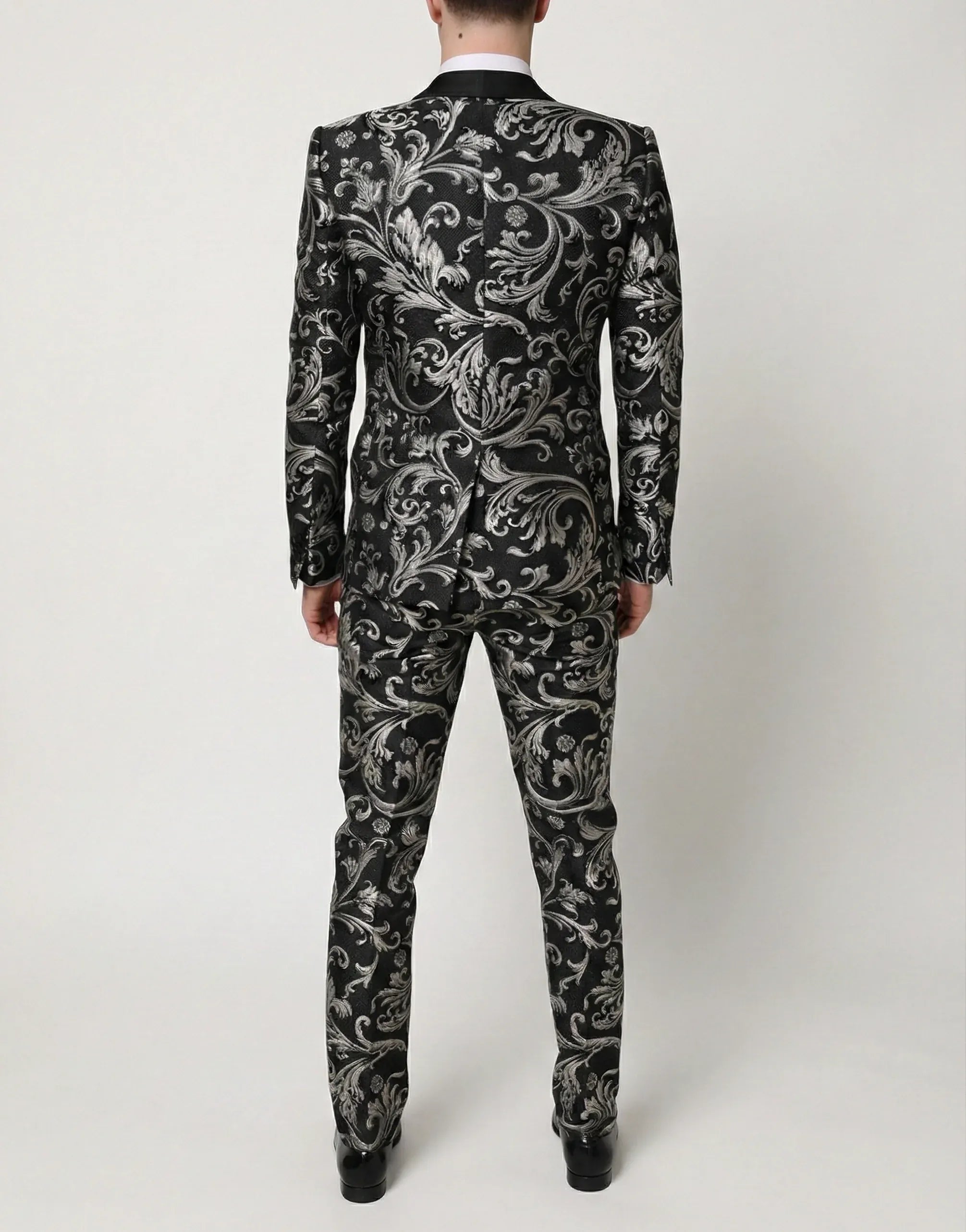 Dolce & Gabbana Baroque Jacquard Martini-Fit Three-Piece Suit