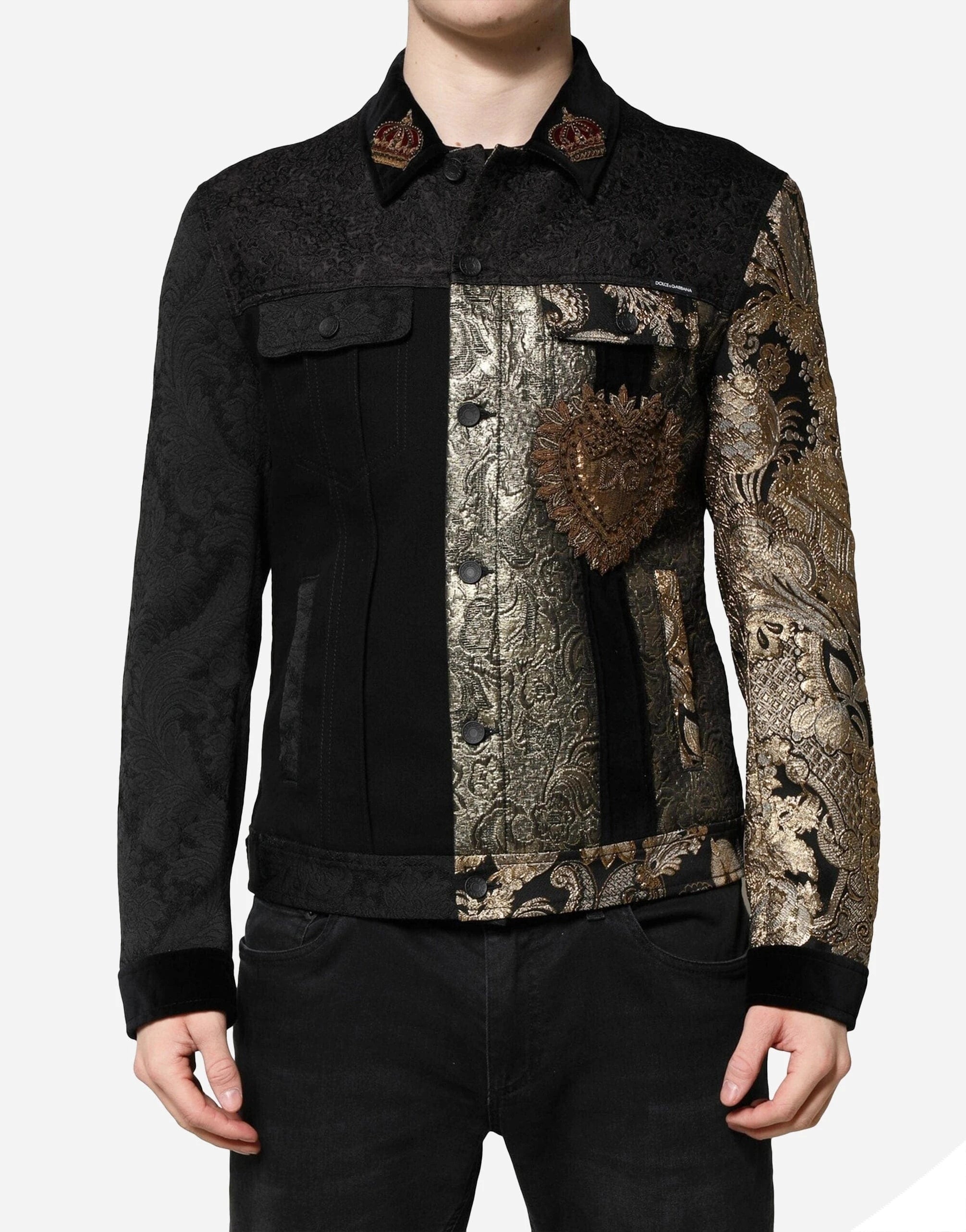 Dolce & Gabbana جاكيت دنيم مزين بألواح باروكية