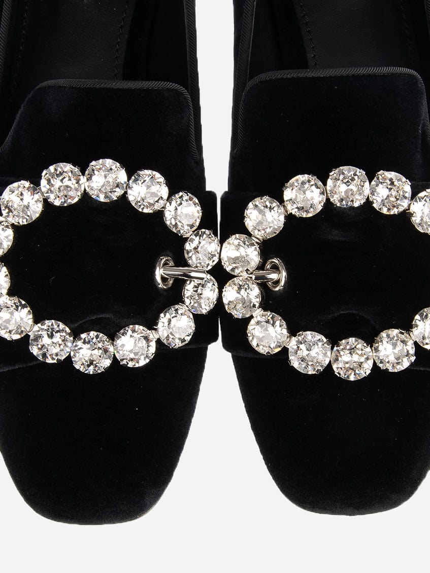 Dolce & Gabbana Bejeweled Buckle Velvet Loafers