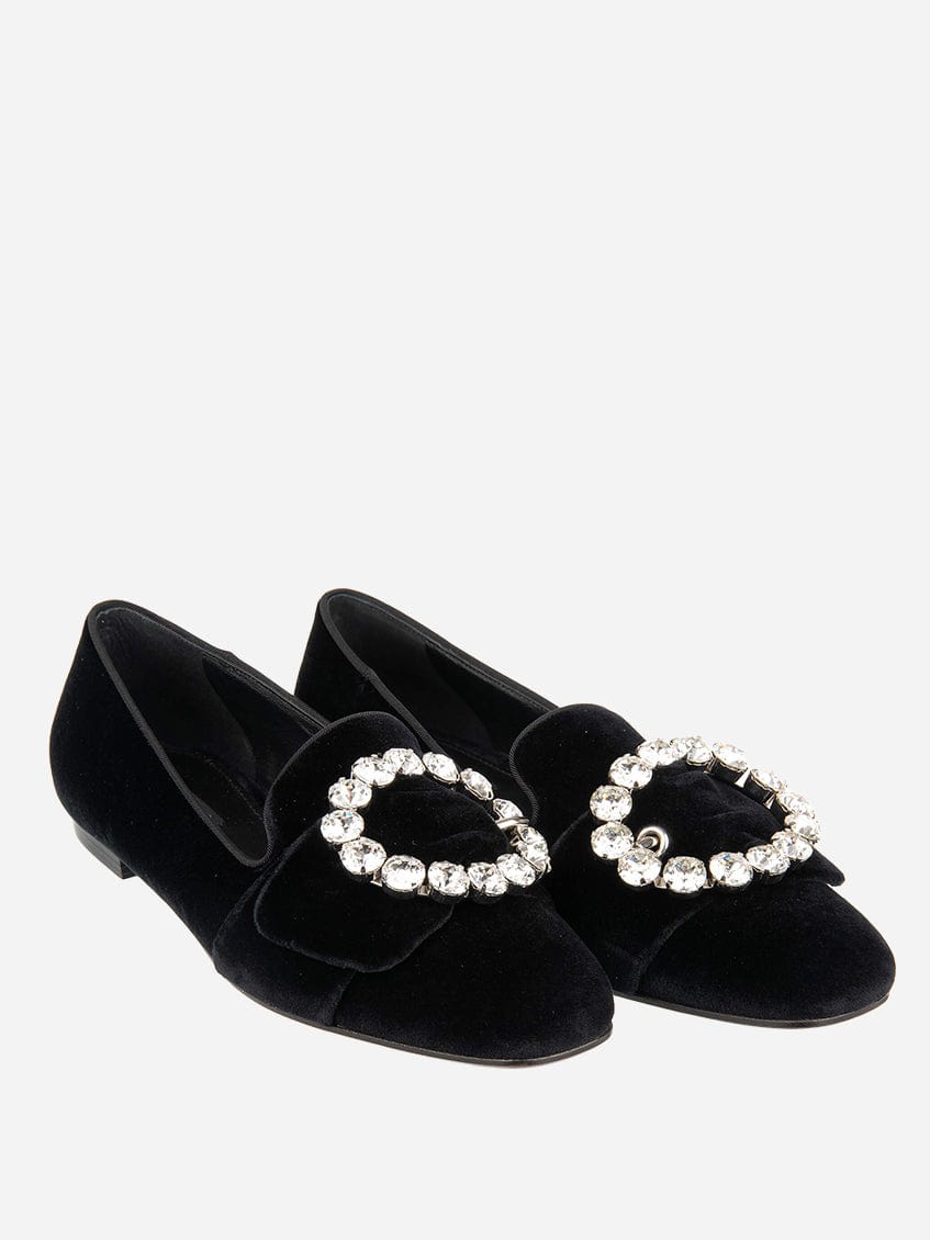 Dolce & Gabbana Bejeweled Buckle Velvet Loafers