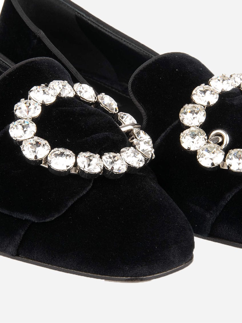 Dolce & Gabbana Bejeweled Buckle Velvet Loafers