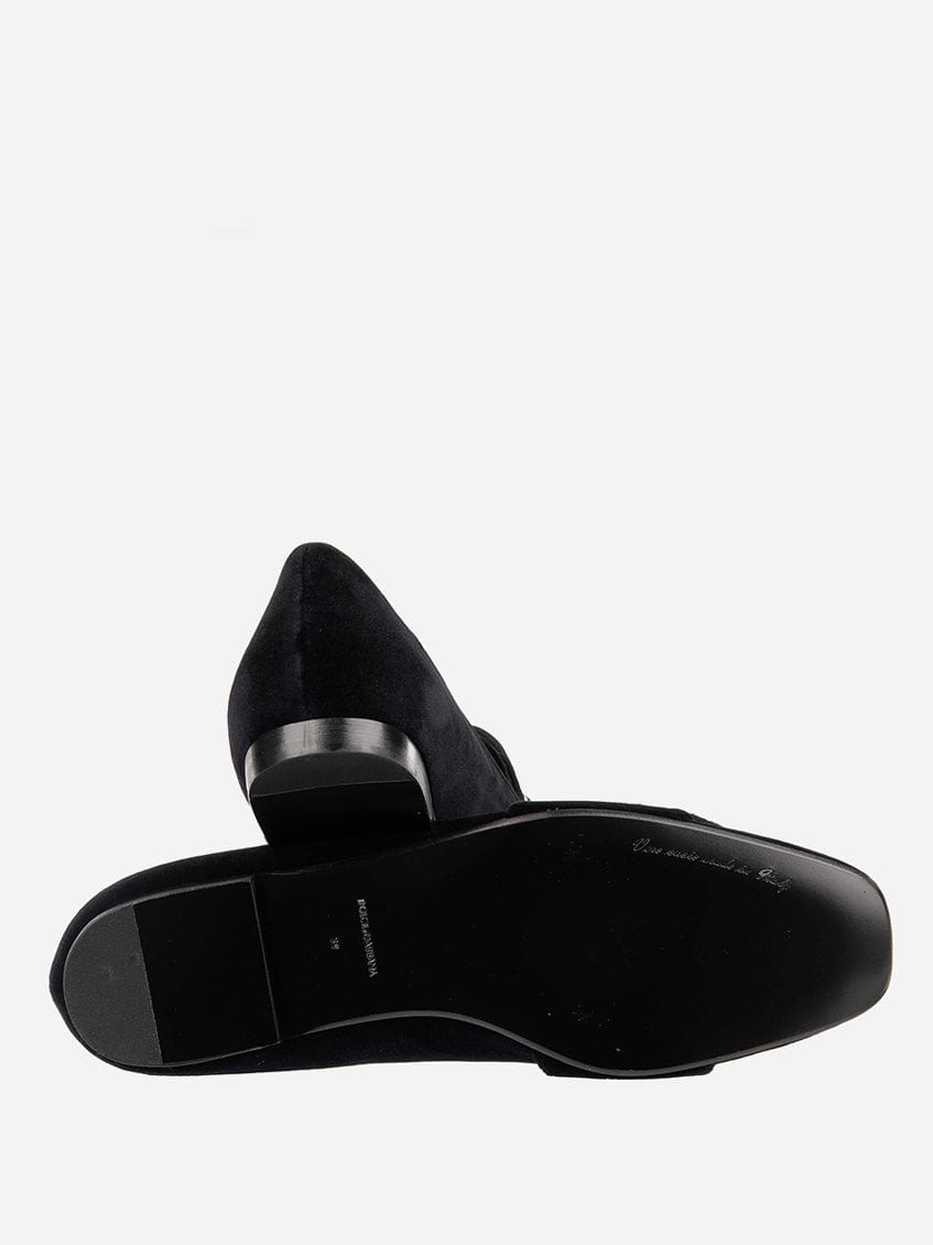 Dolce & Gabbana Bejeweled Buckle Velvet Loafers