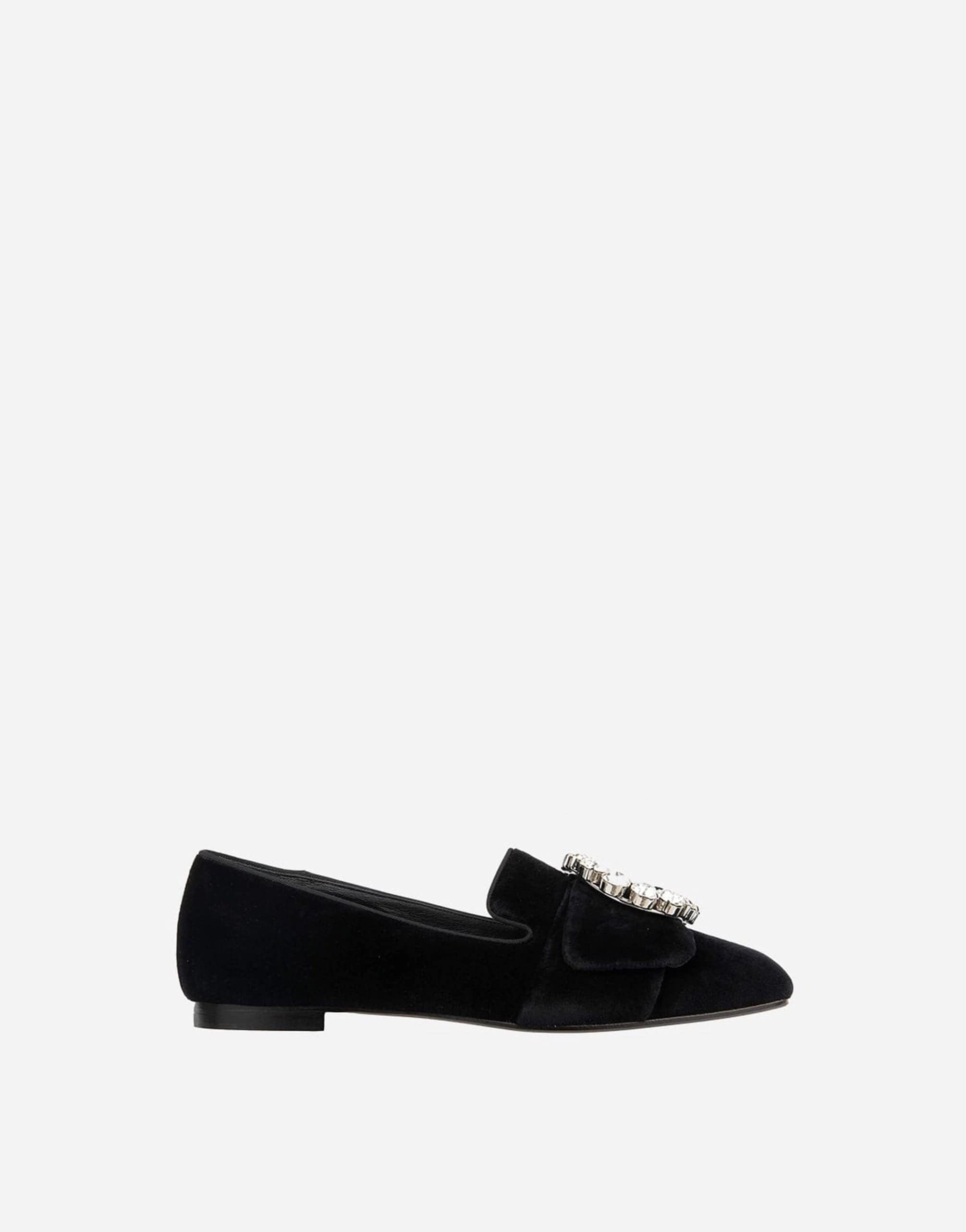 Dolce & Gabbana Bejeweled Buckle Velvet Loafers