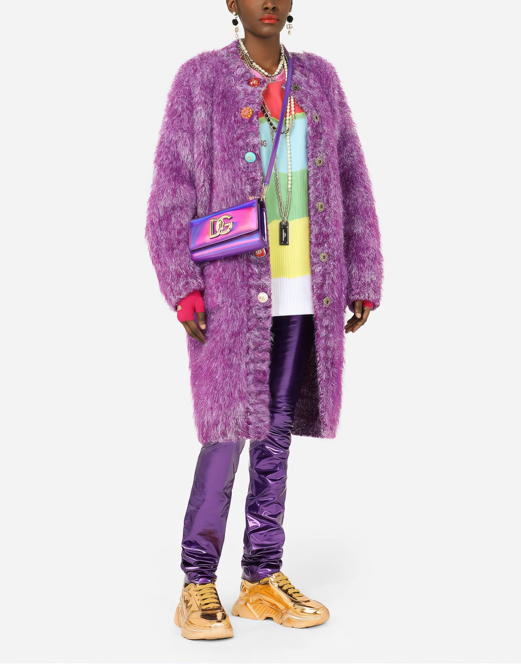 Dolce & Gabbana Bejeweled Buttons Knit Coat