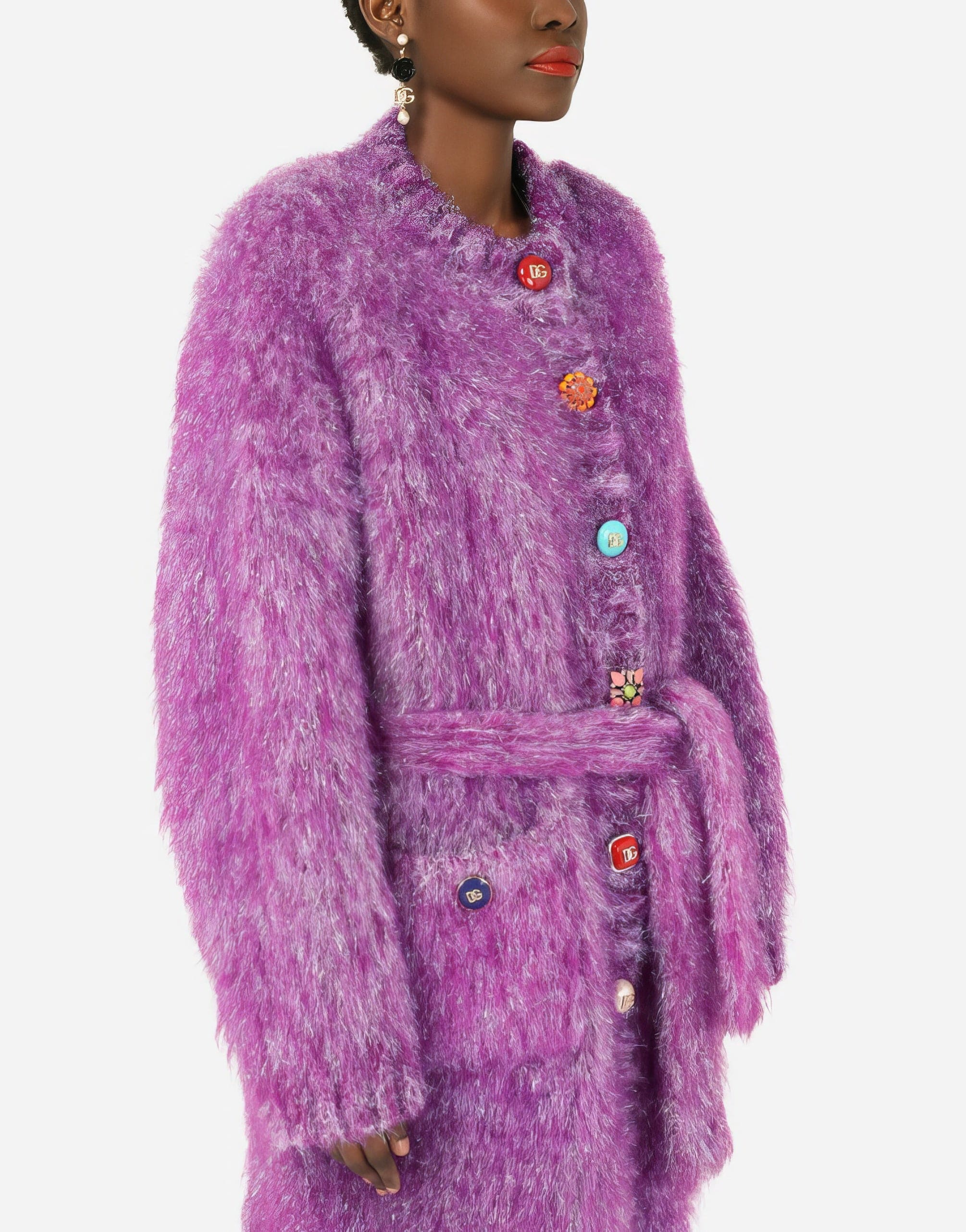 Dolce & Gabbana Bejeweled Buttons Knit Coat