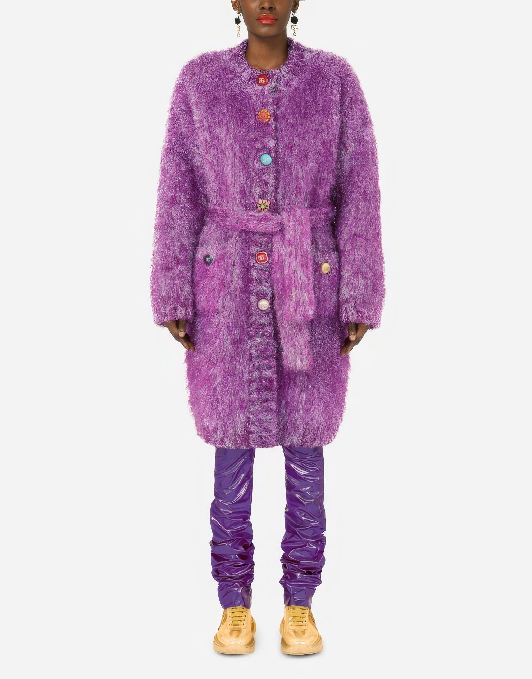 Dolce & Gabbana Bejeweled Buttons Knit Coat