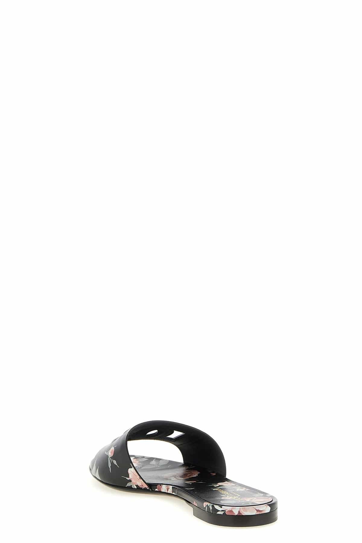 Dolce & Gabbana Dolce & Gabbana Bianca Rose-Print Slides