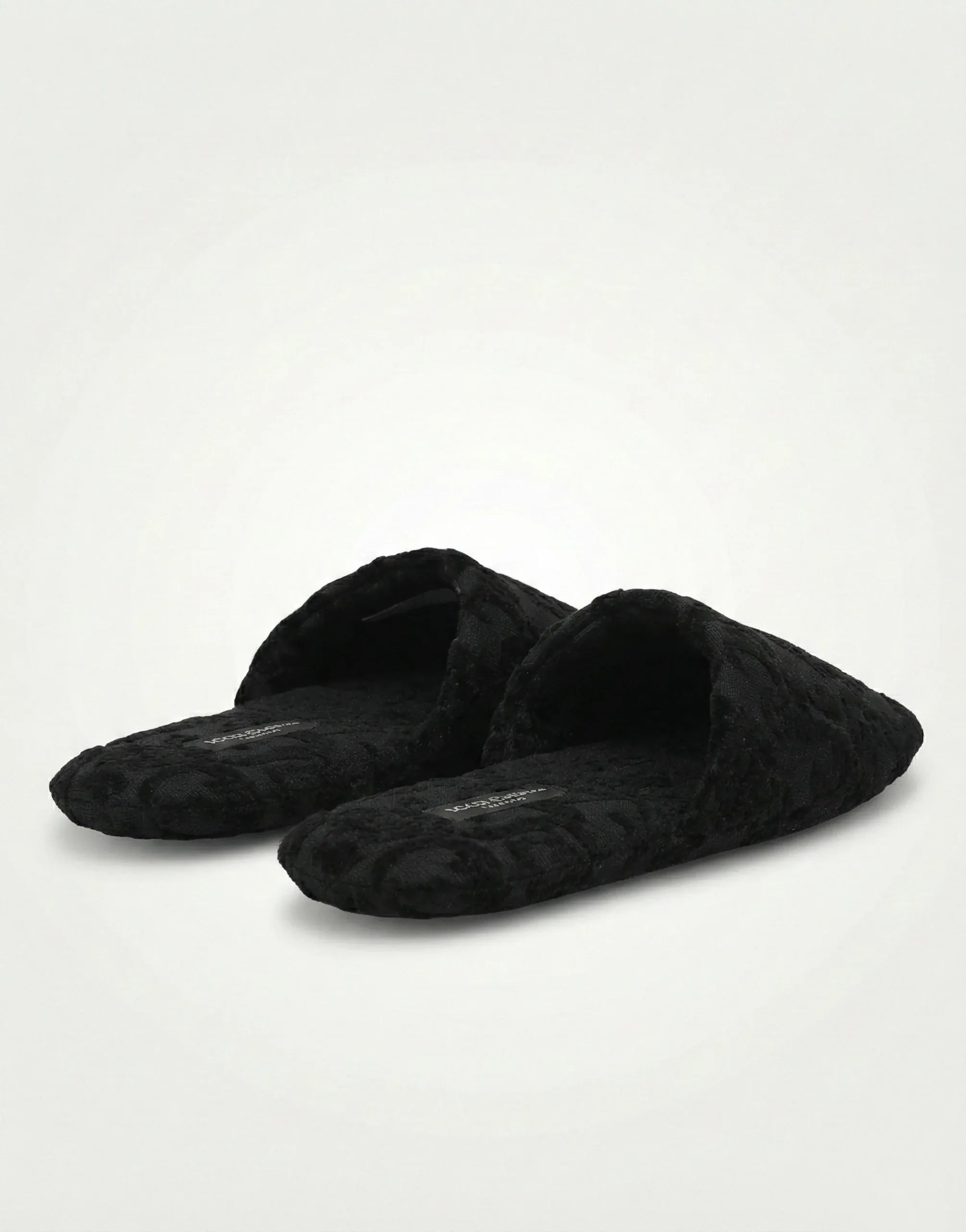 Dolce & Gabbana Black Baroque Jacquard Slides