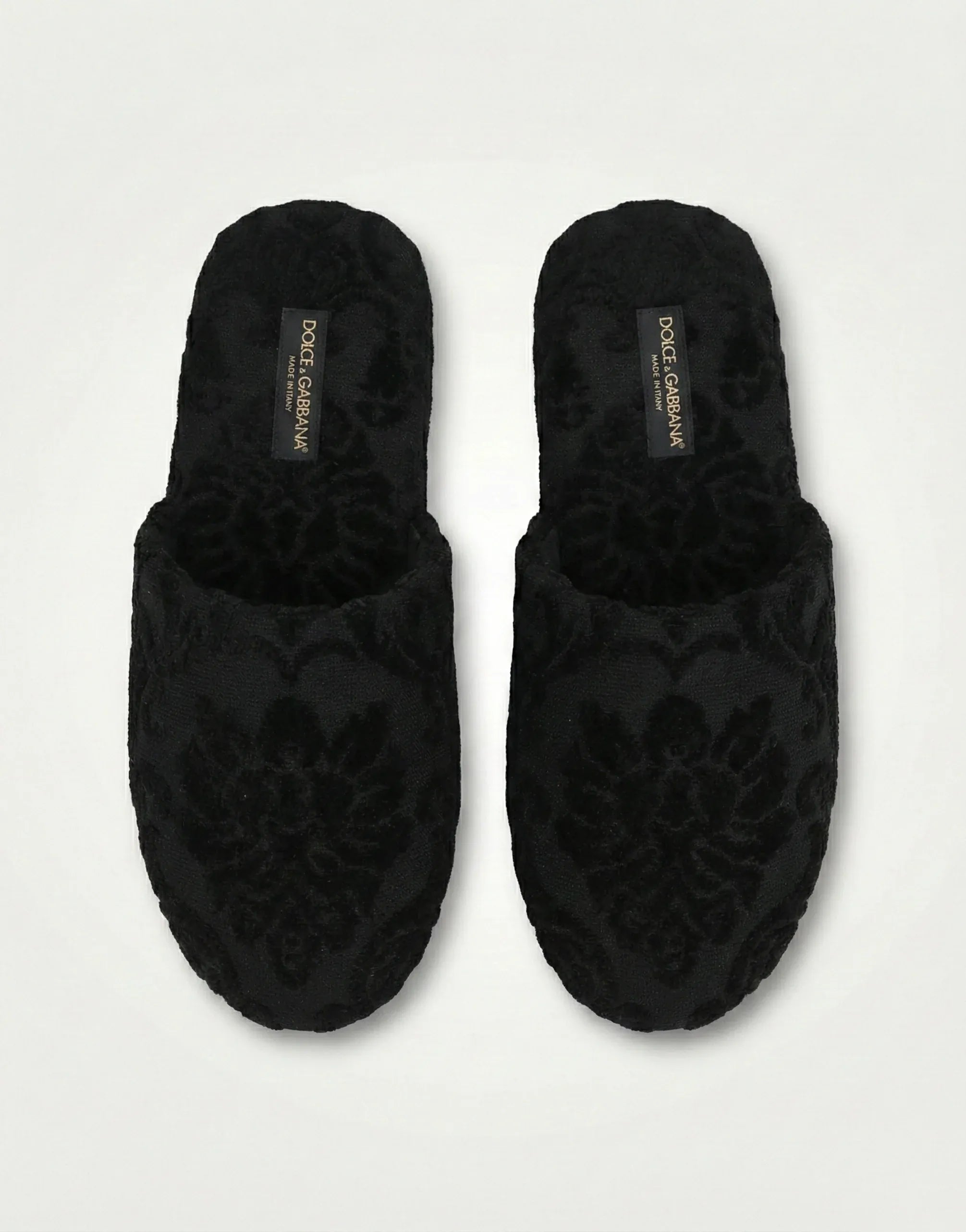 Dolce & Gabbana Black Baroque Jacquard Slides