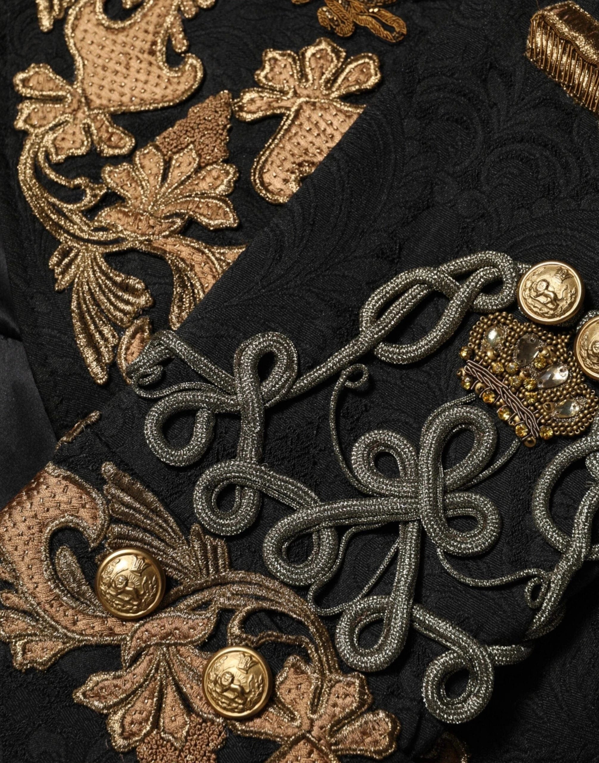 Dolce & Gabbana Black Brocade Embroidery Logo Blazer Jacket