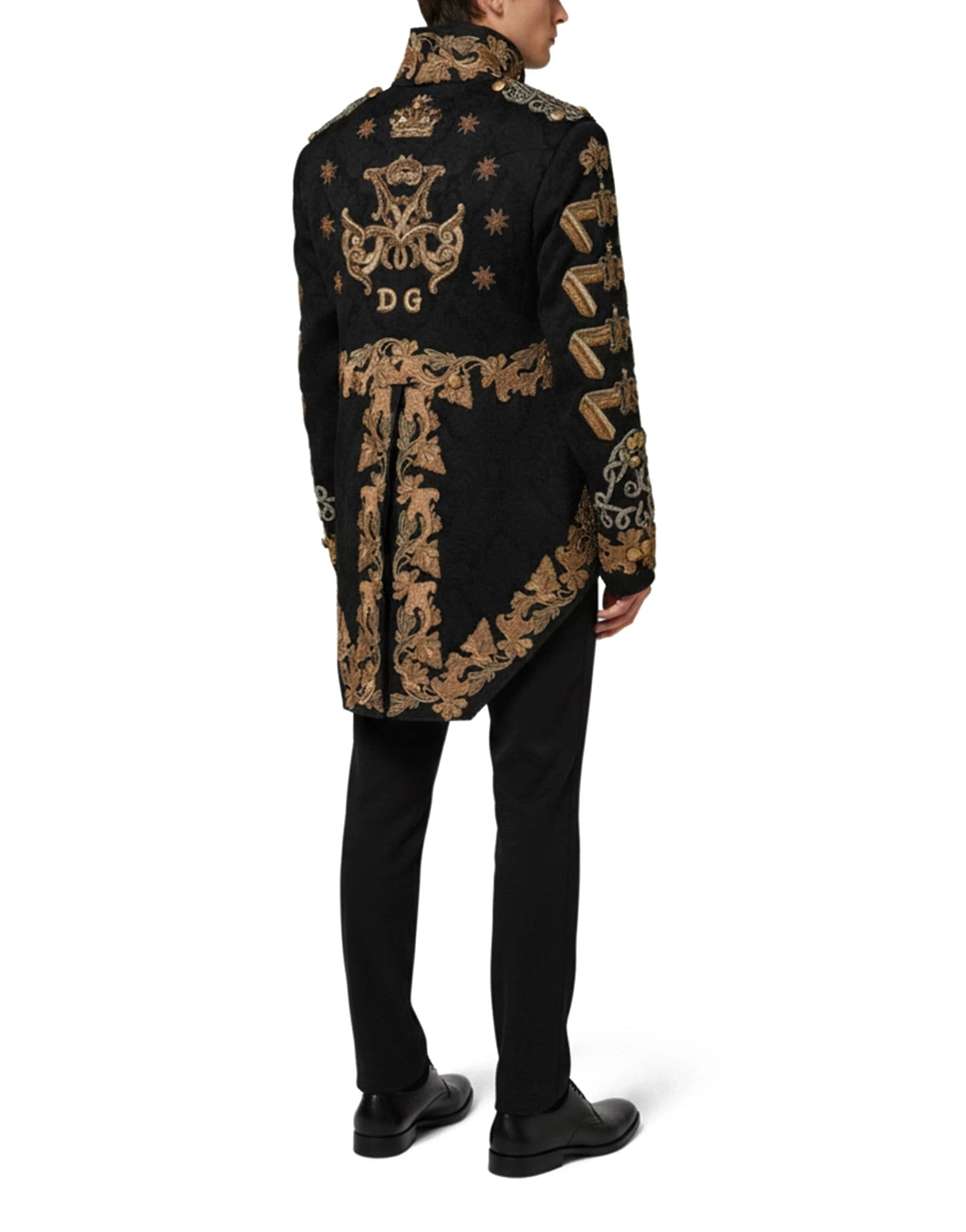 Dolce & Gabbana Black Brocade Embroidery Logo Blazer Jacket