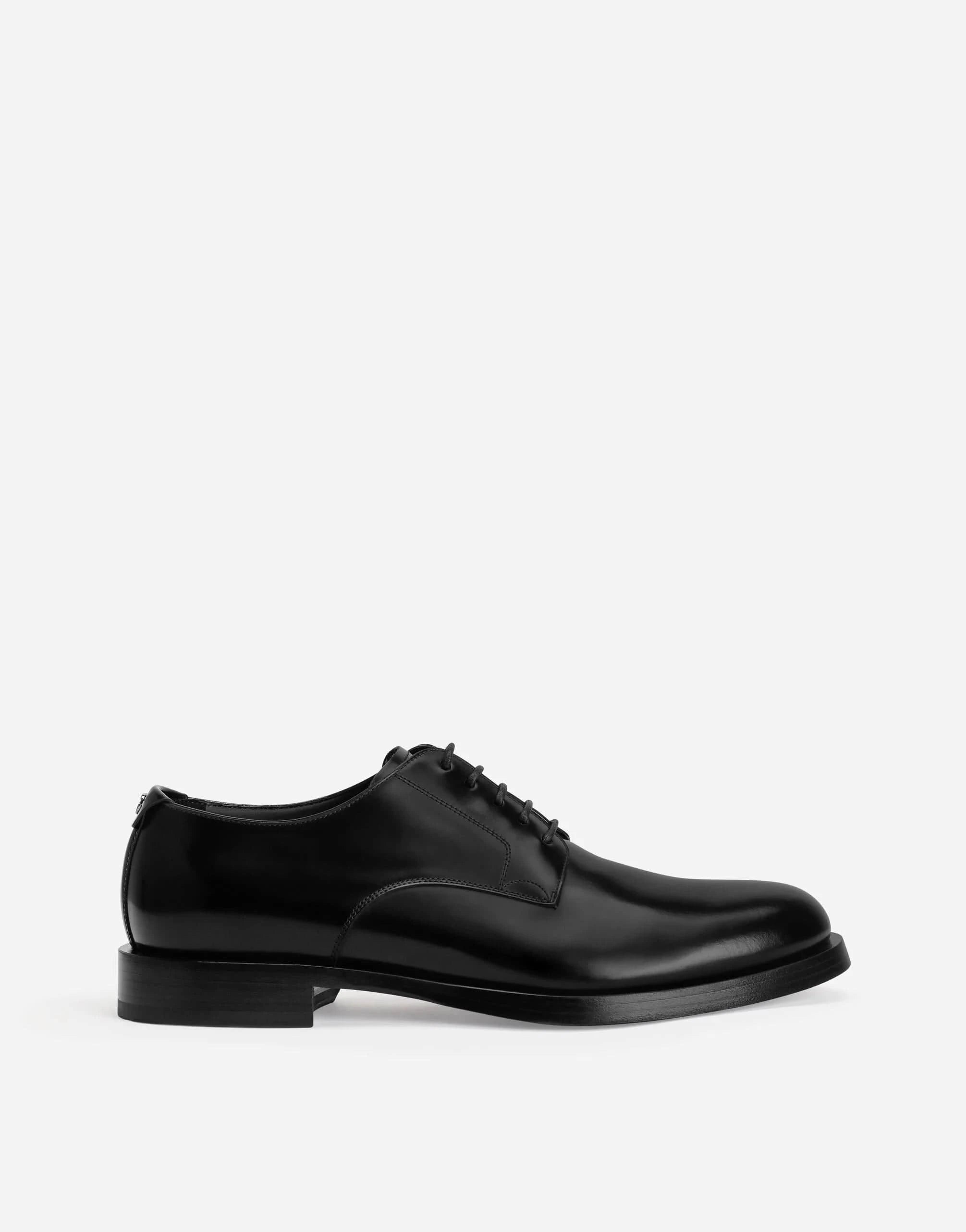 Dolce & Gabbana Black Brushed Leather Derby Shoes