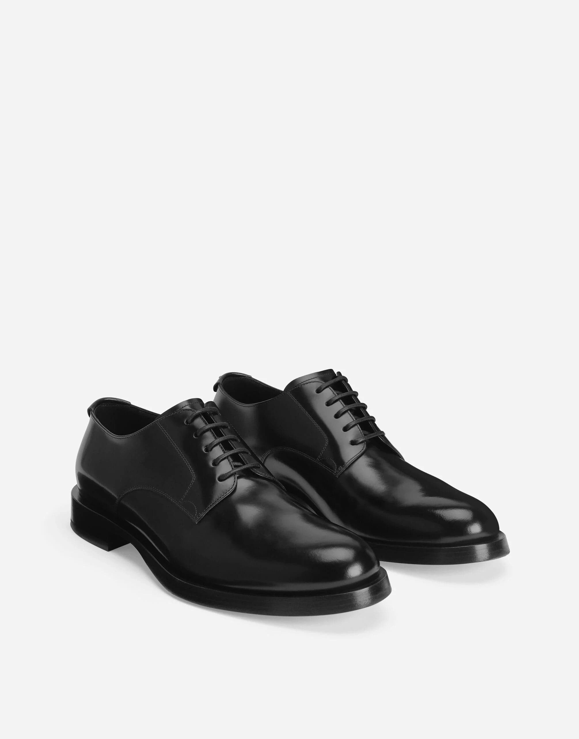 Dolce & Gabbana Black Brushed Leather Derby Shoes