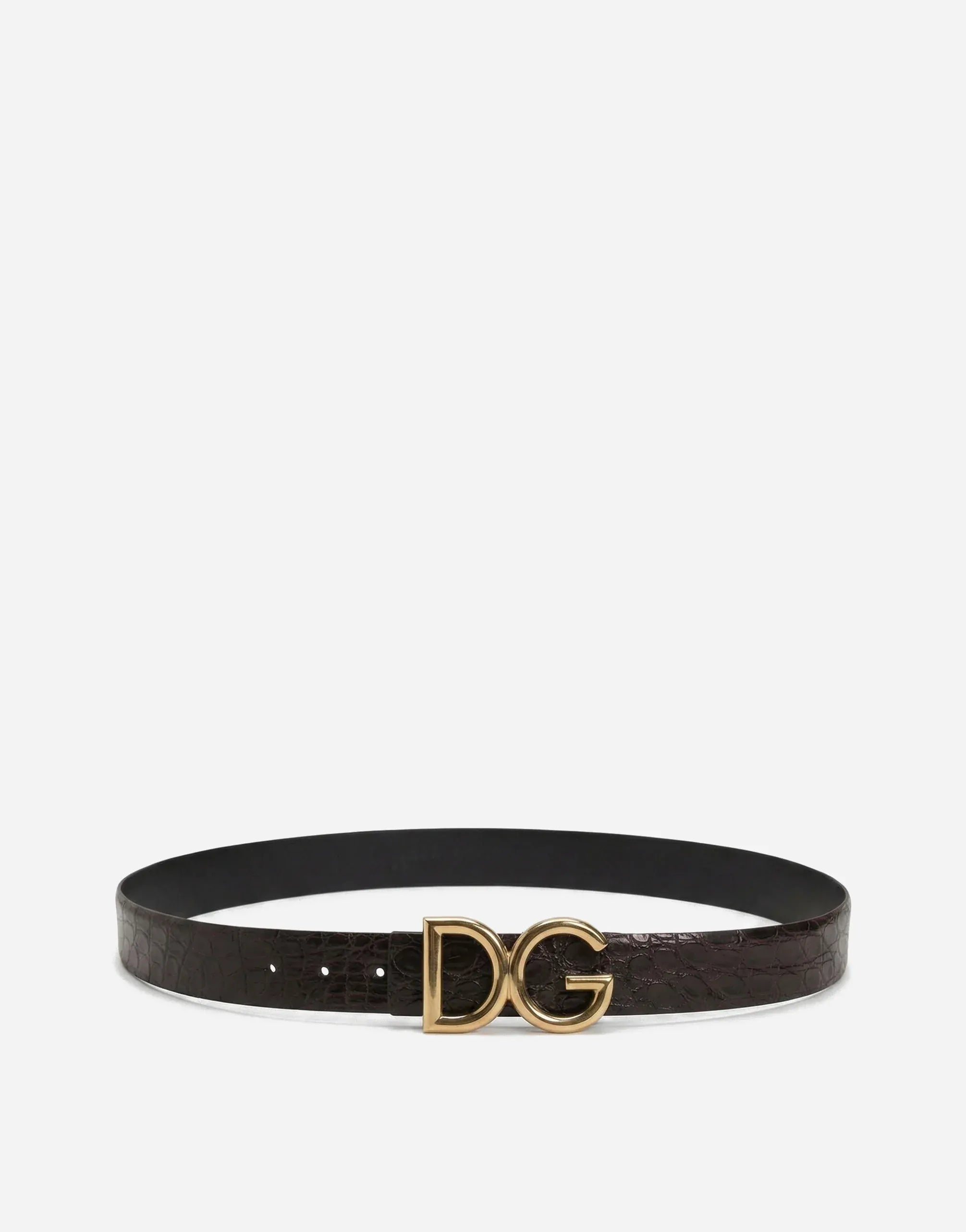 Dolce & Gabbana Black Caiman Leather DG Belt