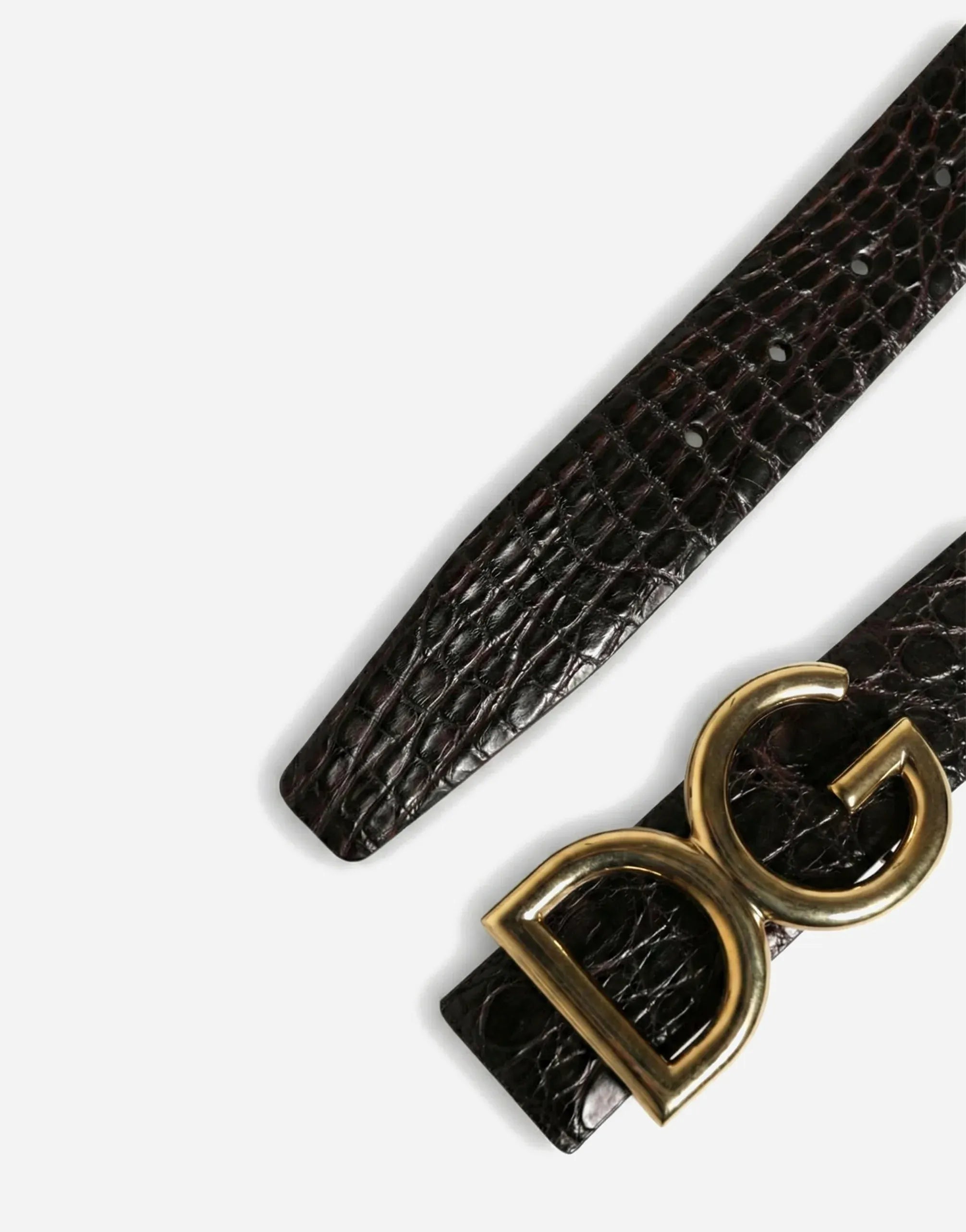 Dolce & Gabbana Black Caiman Leather DG Belt