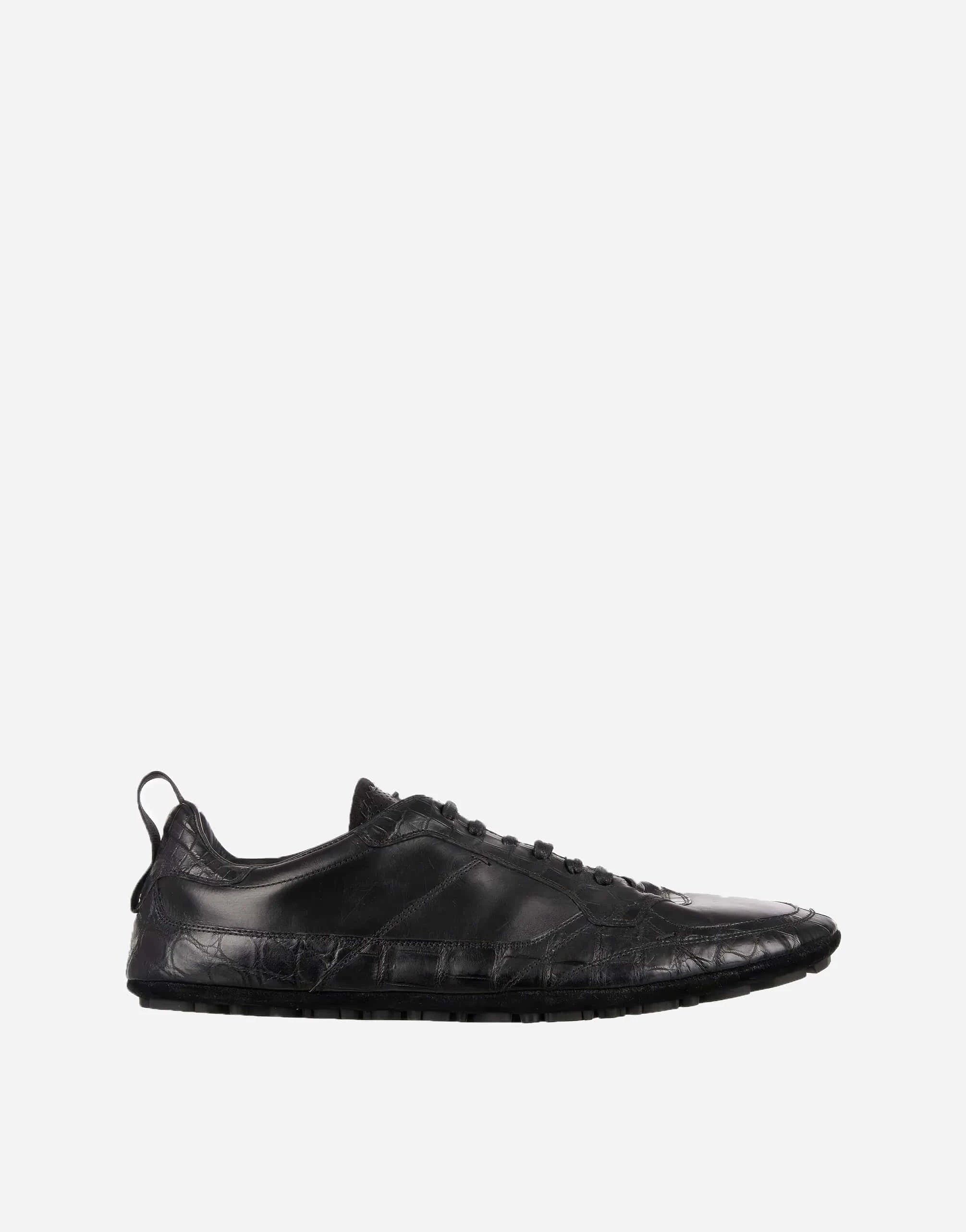 Dolce & Gabbana Black Caiman Leather Sneakers