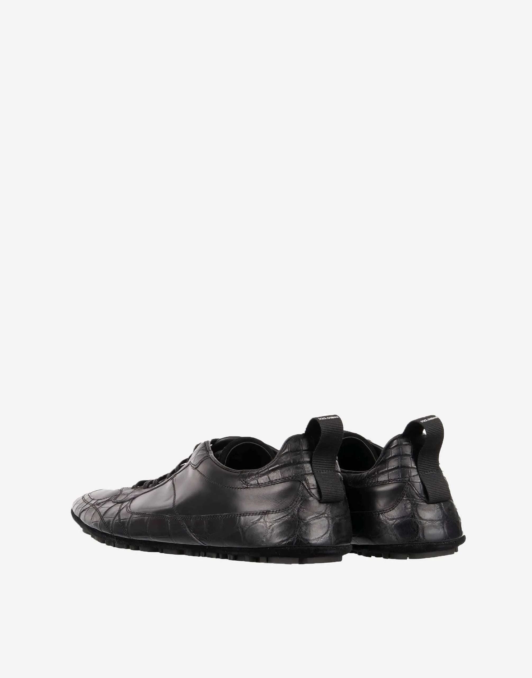 Dolce & Gabbana Black Caiman Leather Sneakers