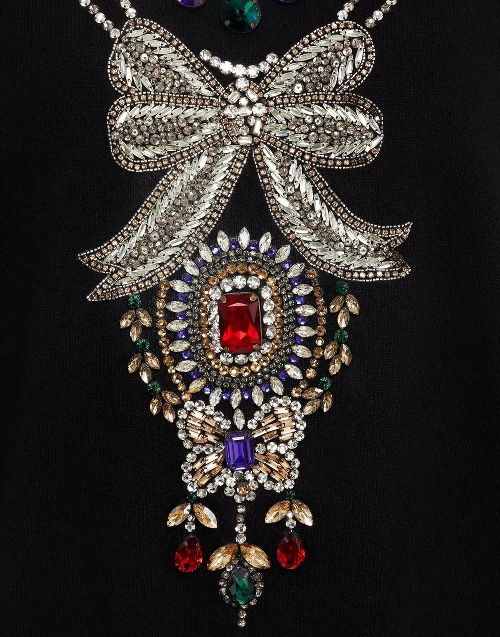 Dolce & Gabbana Black Crystal-Embellished Cashmere Sweater