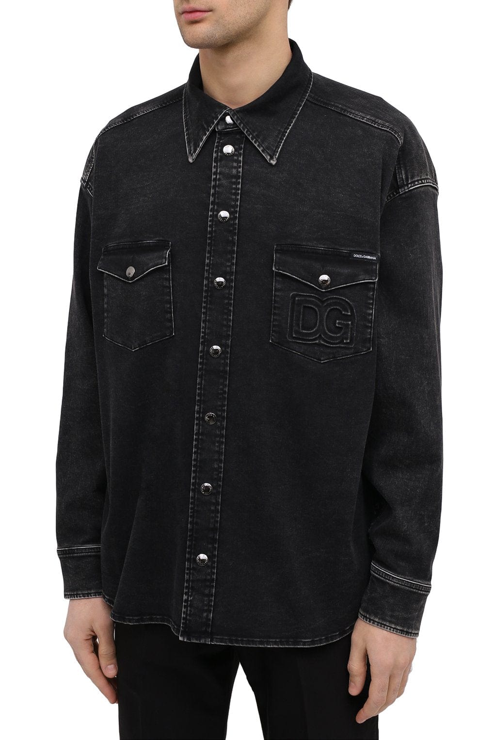 Dolce & Gabbana Black Denim Logo Shirt