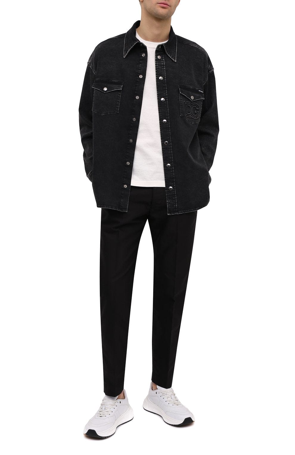 Dolce & Gabbana Black Denim Logo Shirt