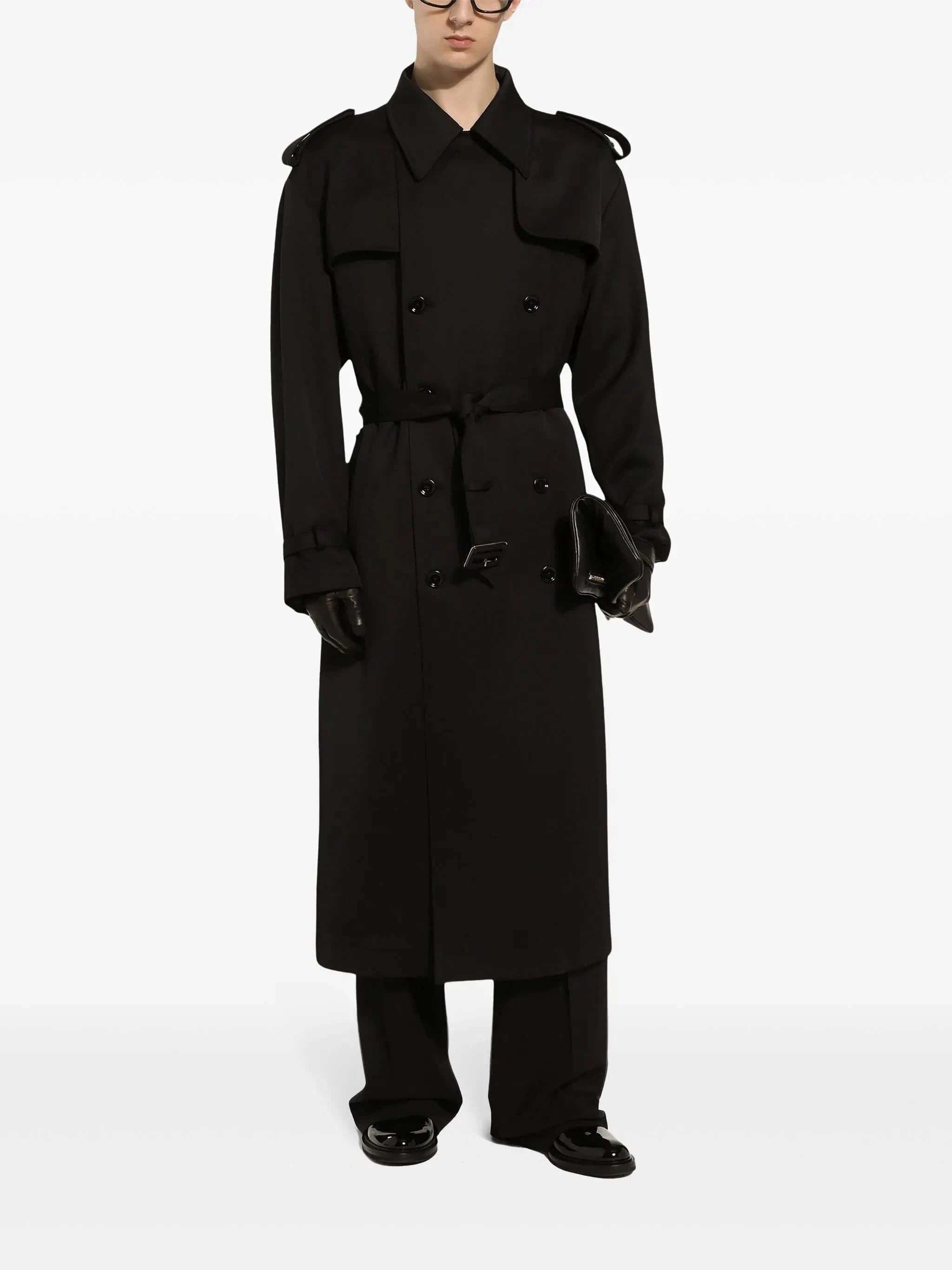 Dolce & Gabbana Black Double-Breasted Wool Coat
