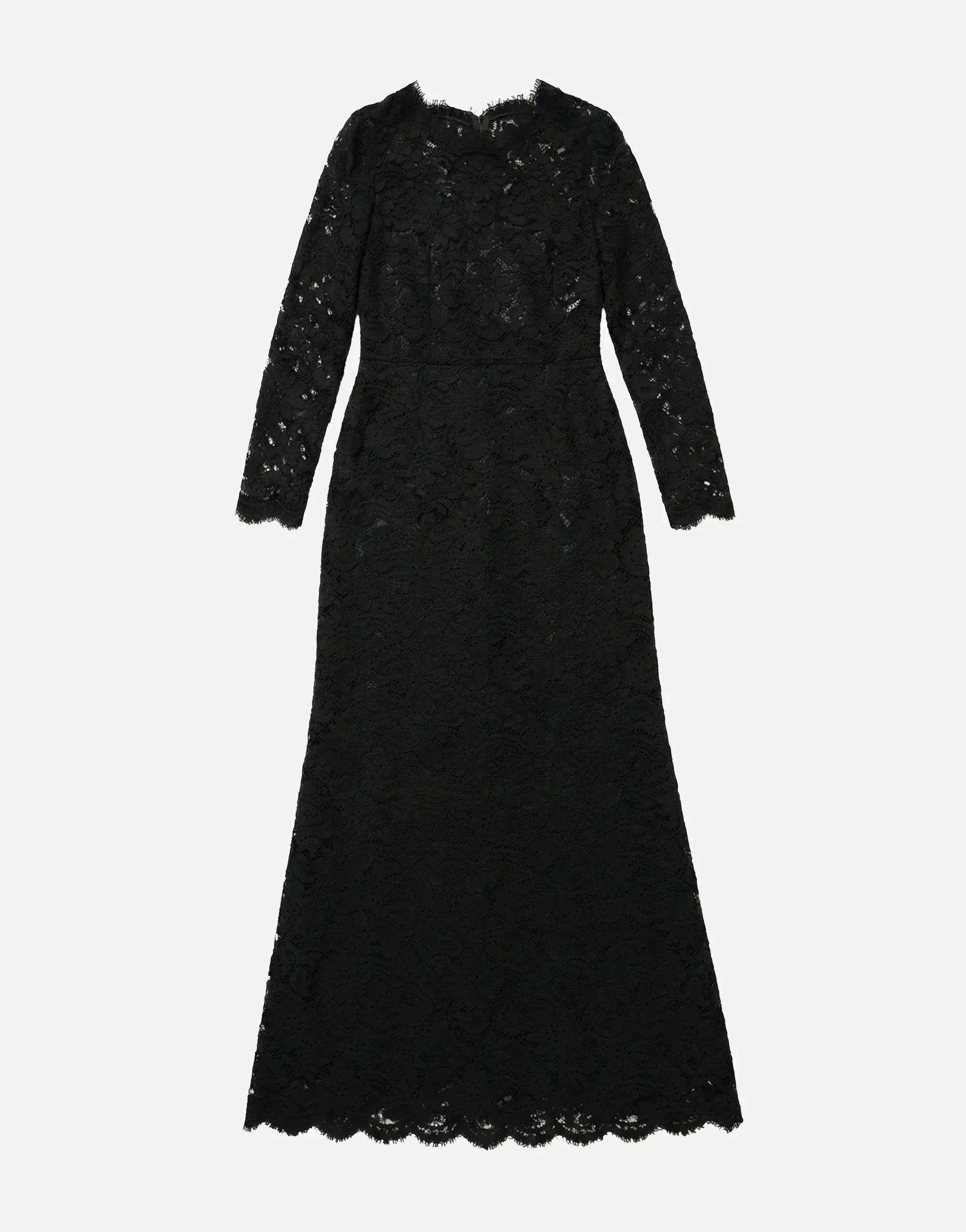 Dolce & Gabbana Black Lace Long-Sleeve Gown