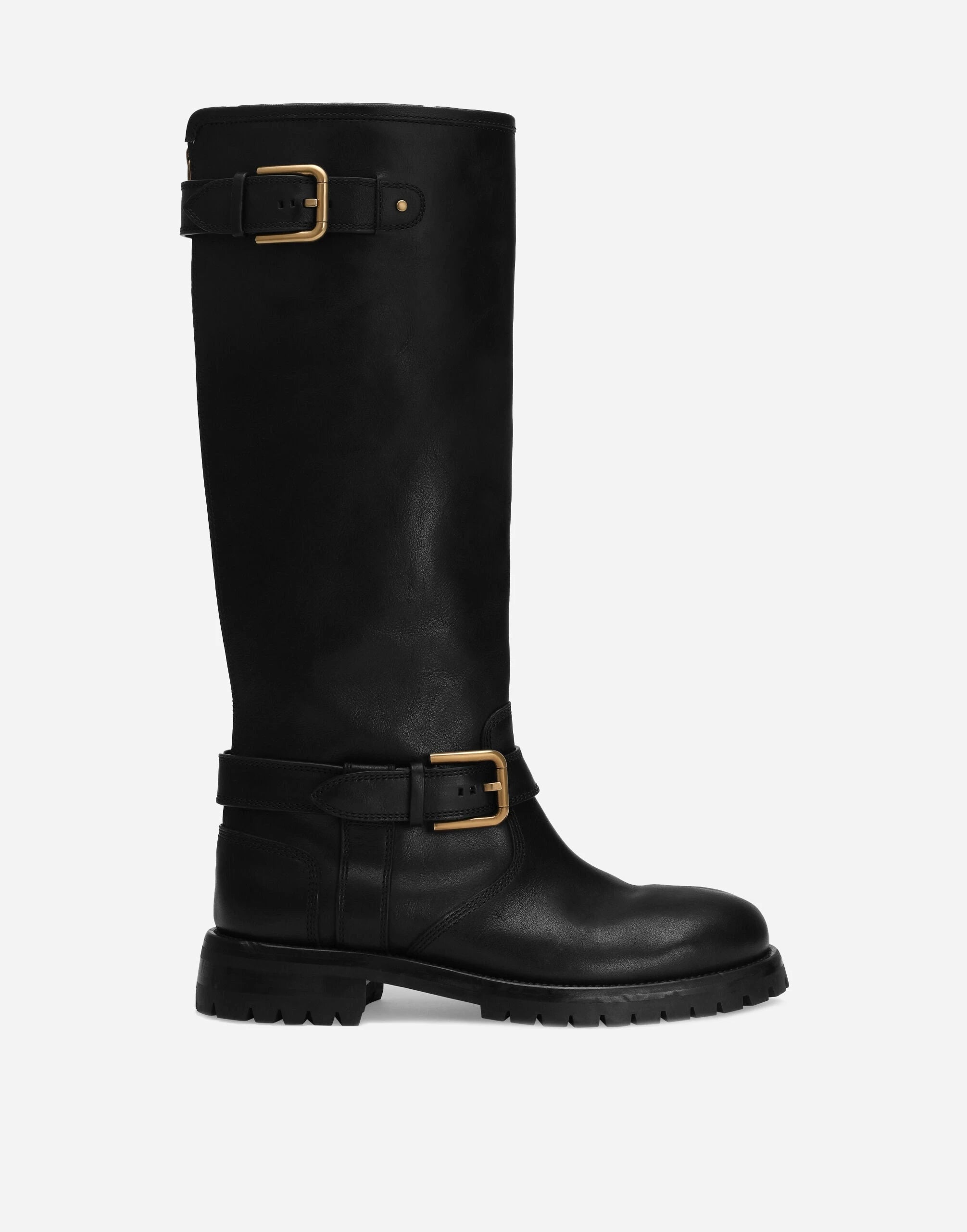 Dolce & Gabbana ブラックレザーバイカーブーツ | Sendegaro KR