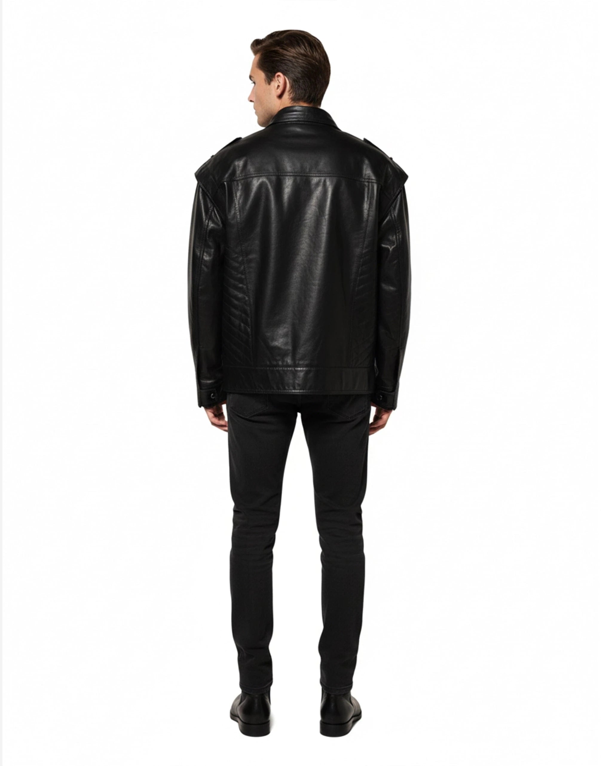 Dolce & Gabbana Black Leather Full-Zip Jacket