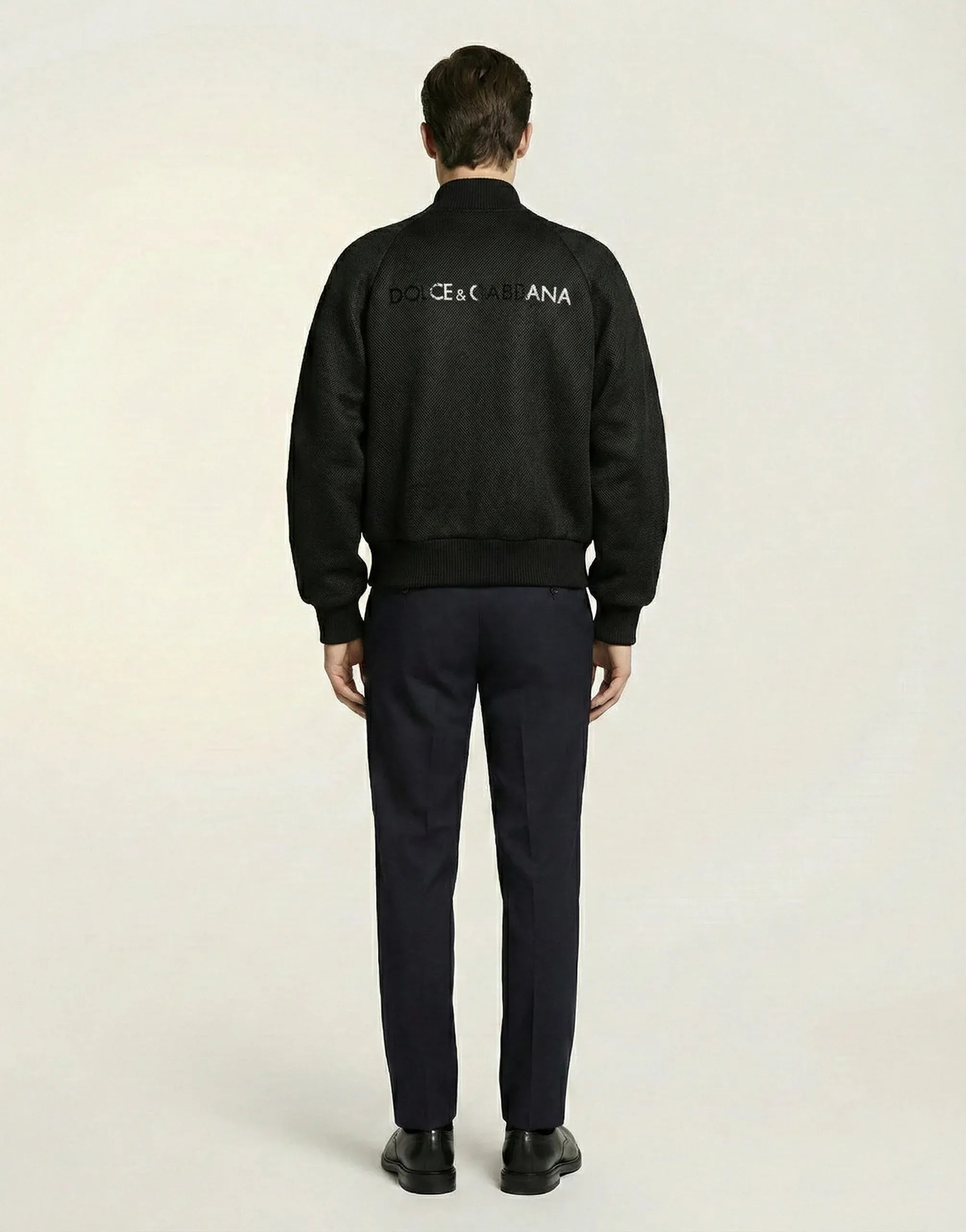 Dolce & Gabbana Black Logo-Embroidered Mesh Bomber Jacket