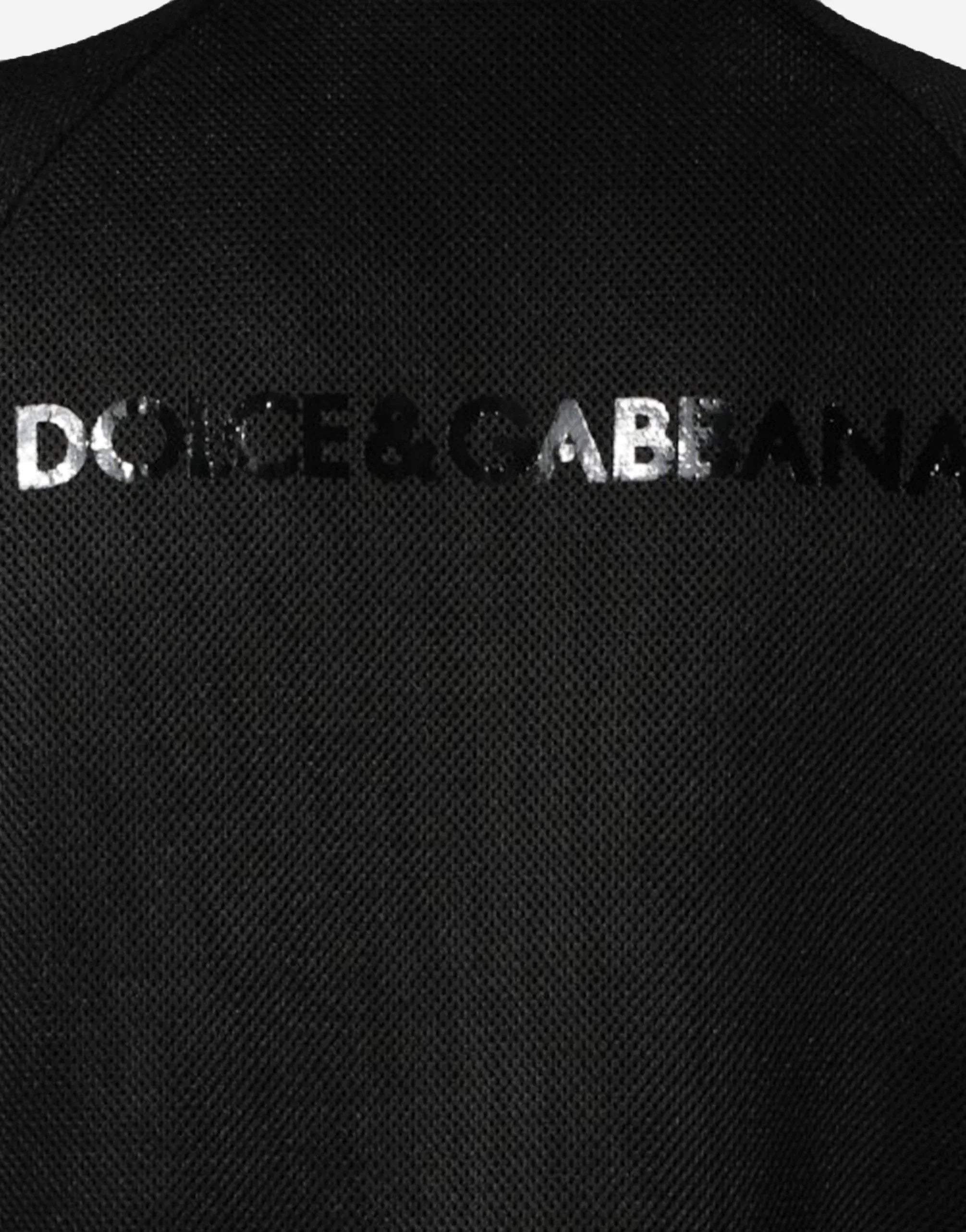 Dolce & Gabbana Black Logo-Embroidered Mesh Bomber Jacket