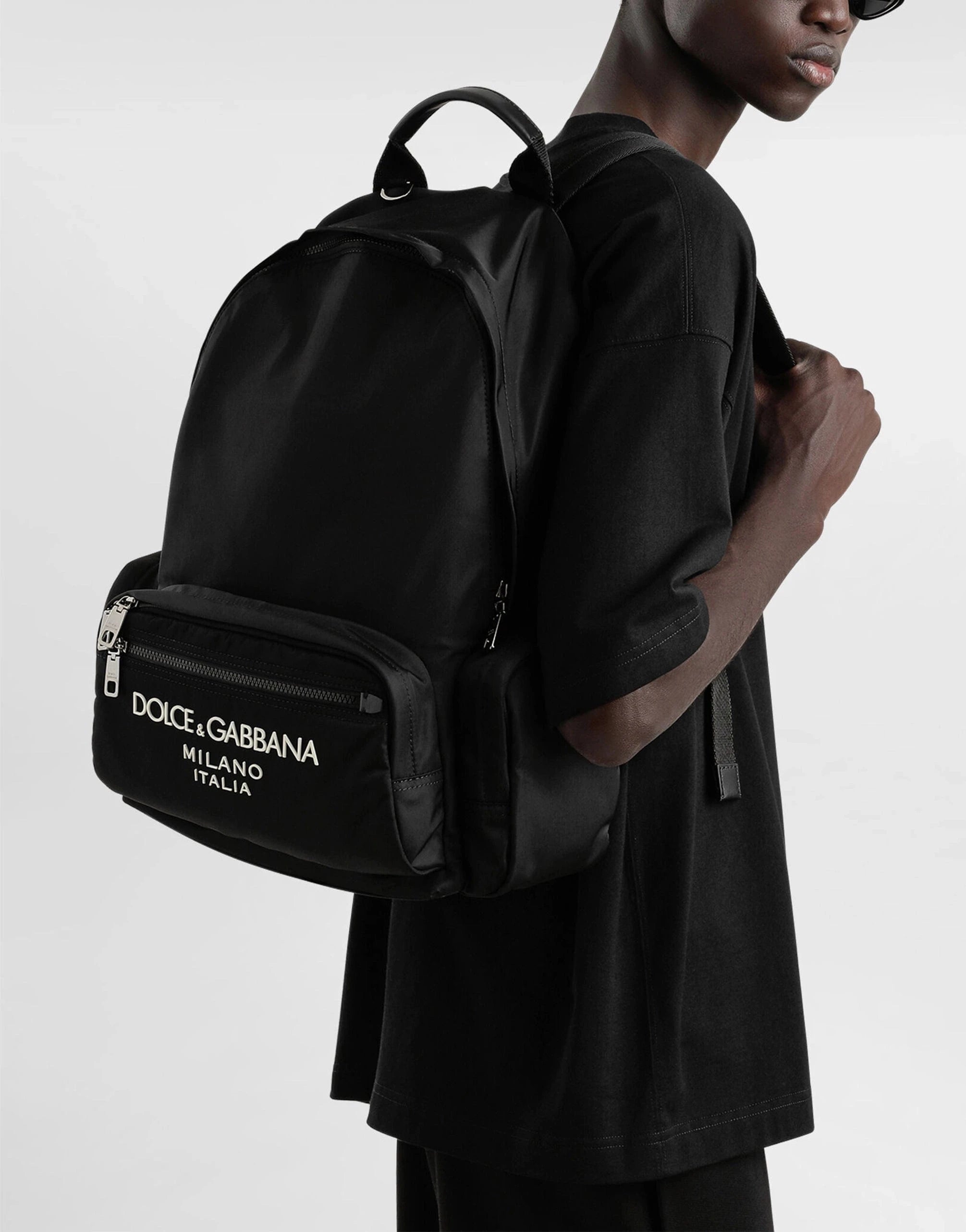 Dolce & Gabbana Black Logo Nylon Backpack