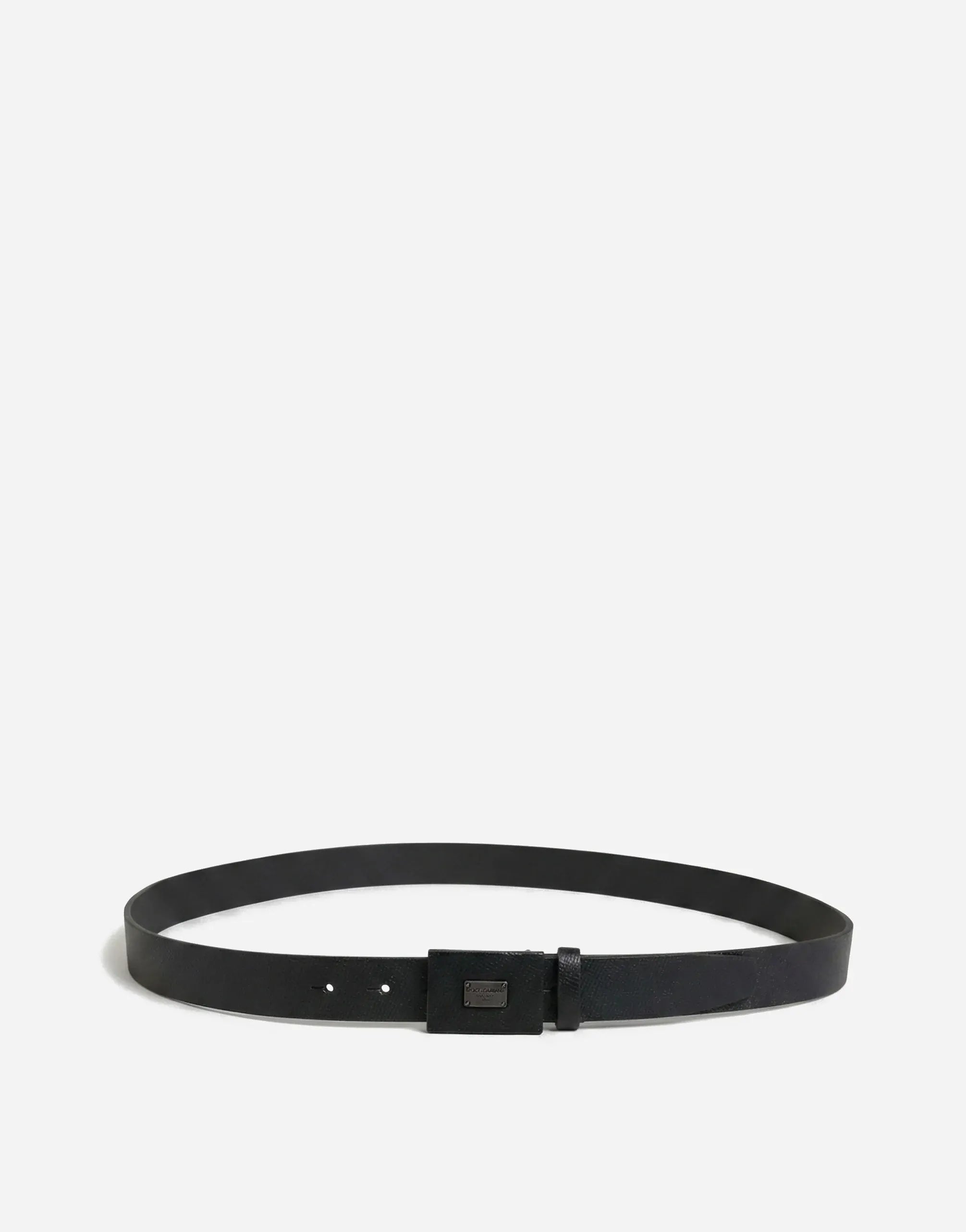 Dolce & Gabbana Black Logo Plaque Leather Belt