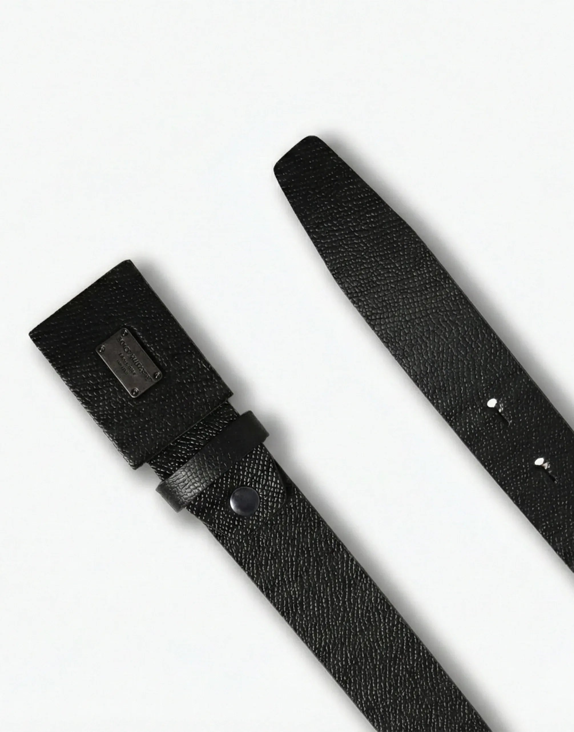 Dolce & Gabbana Black Logo Plaque Leather Belt