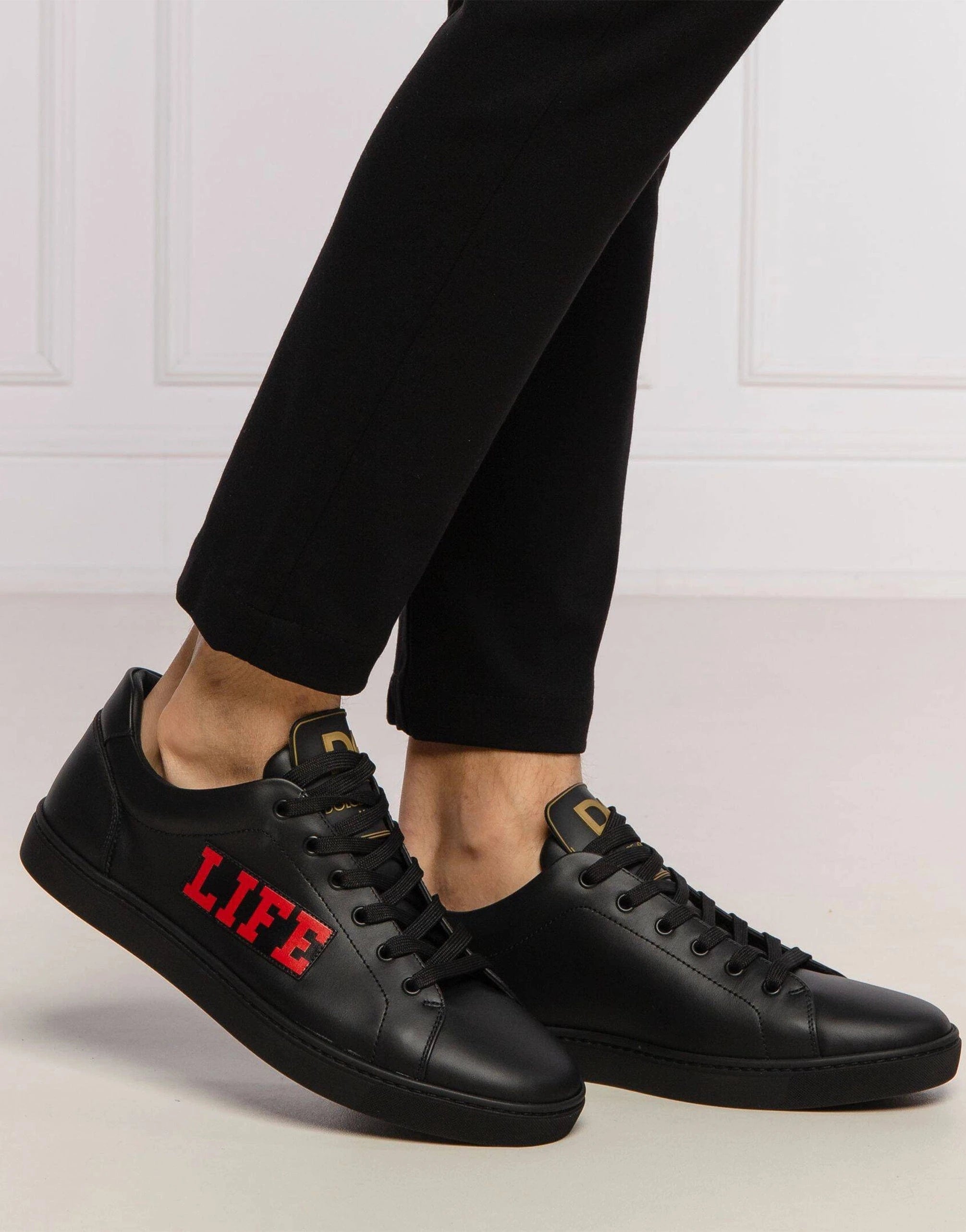Dolce & Gabbana Black Low-Top Leather Sneakers