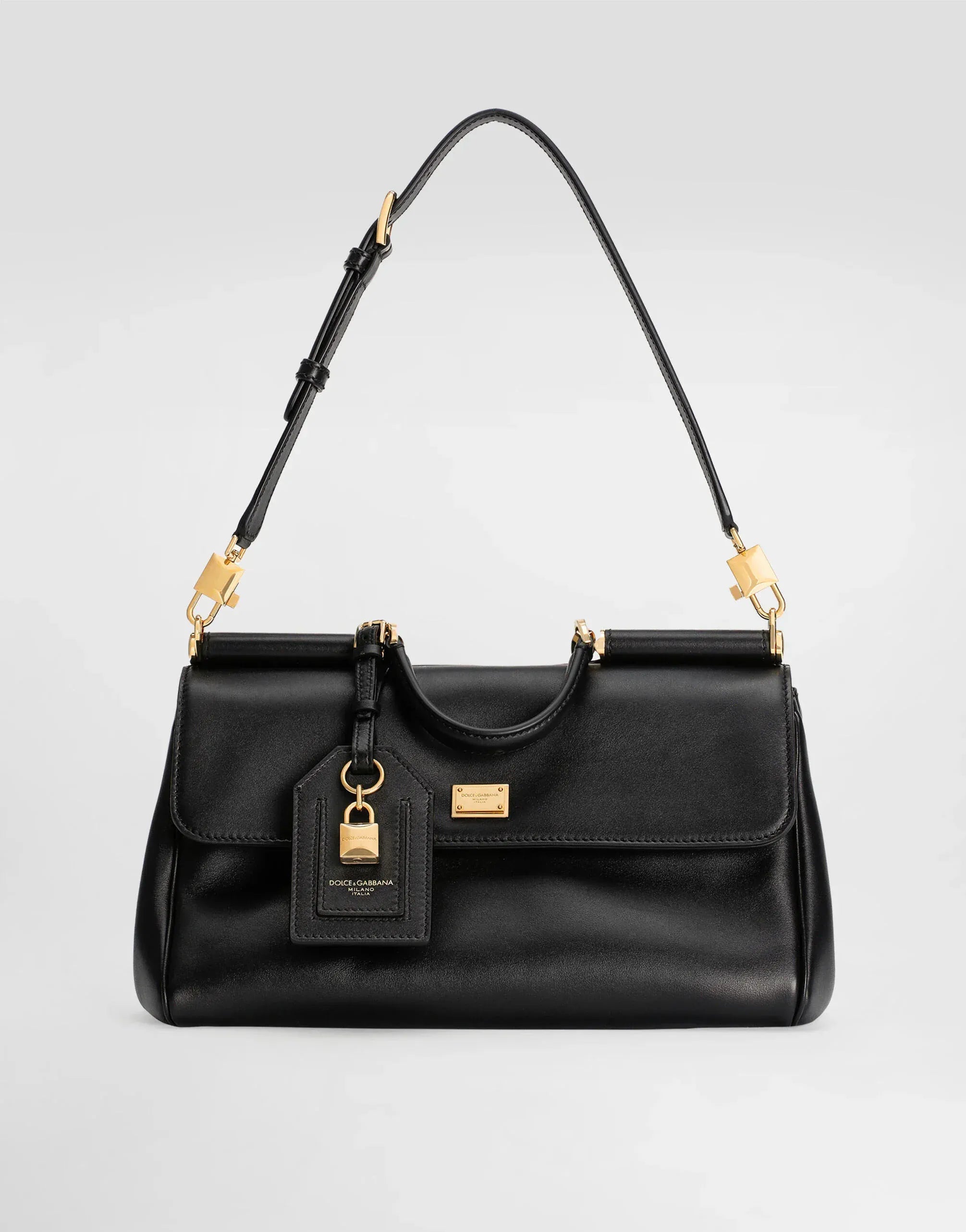 Dolce & Gabbana Black Medium My Sicily Leather Handbag