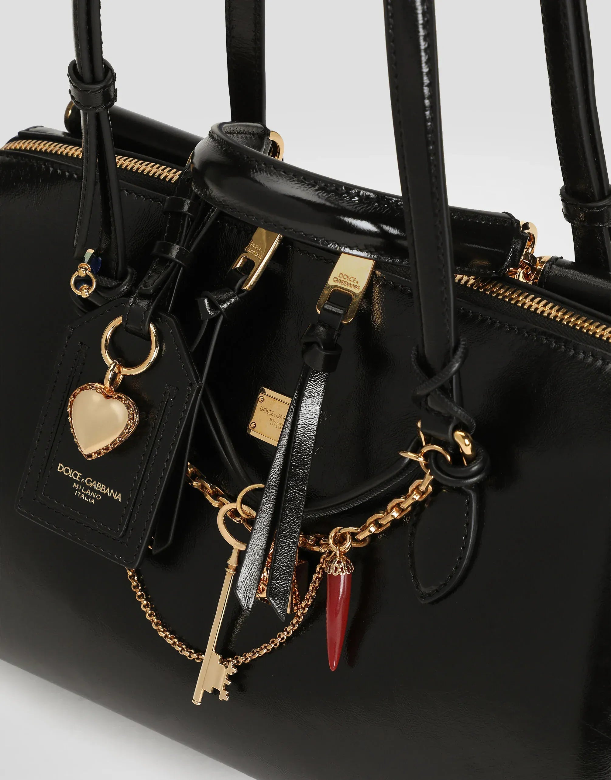 Dolce & Gabbana Black Medium Vittoria Leather Handbag