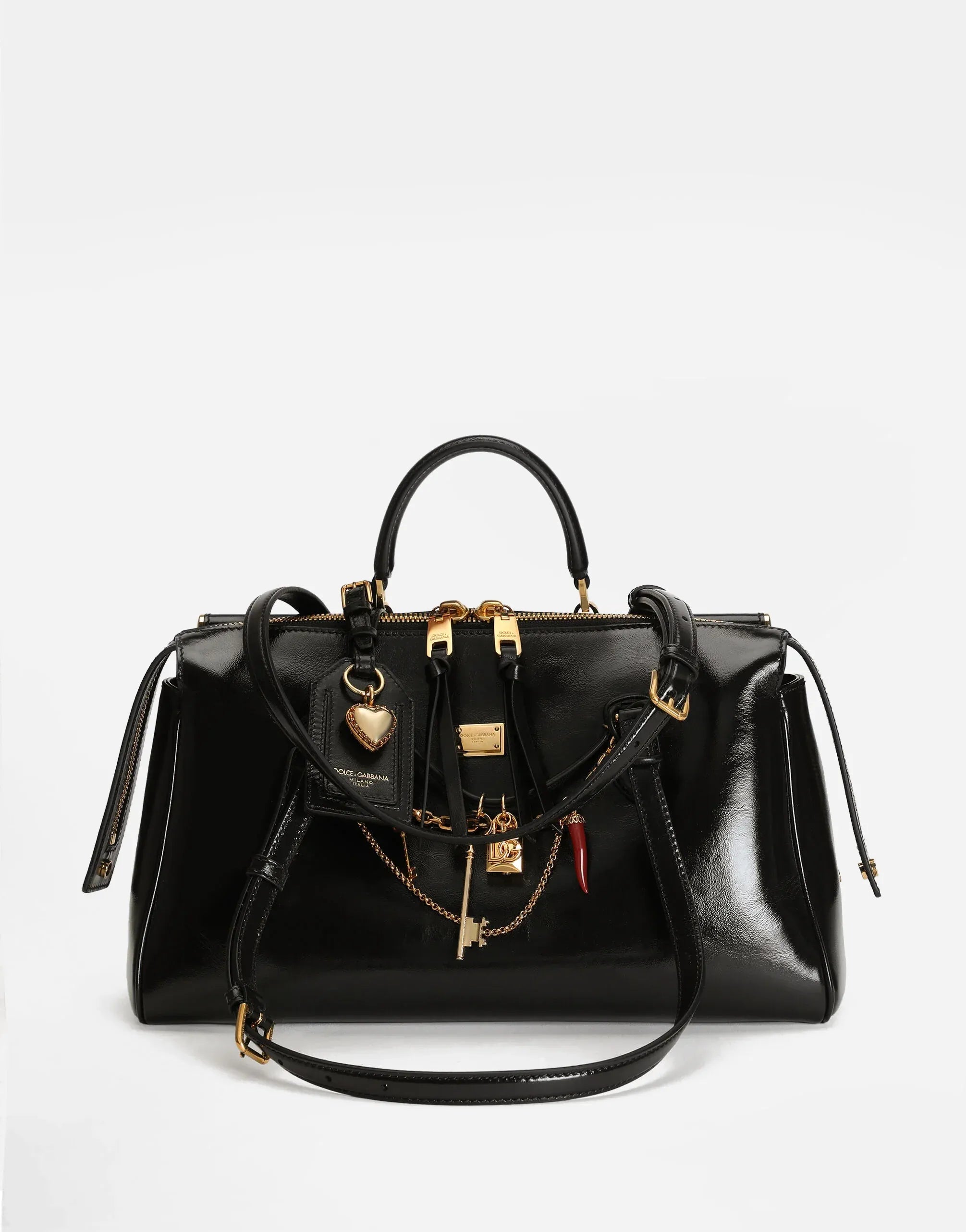 Dolce & Gabbana Black Medium Vittoria Leather Handbag